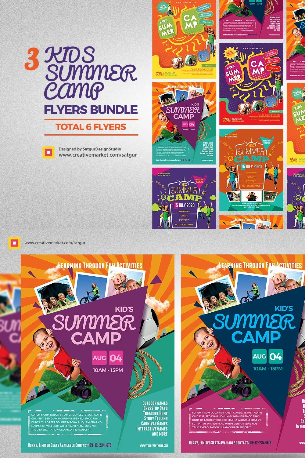 Kids Summer Camp Flyers Bundle pinterest preview image.