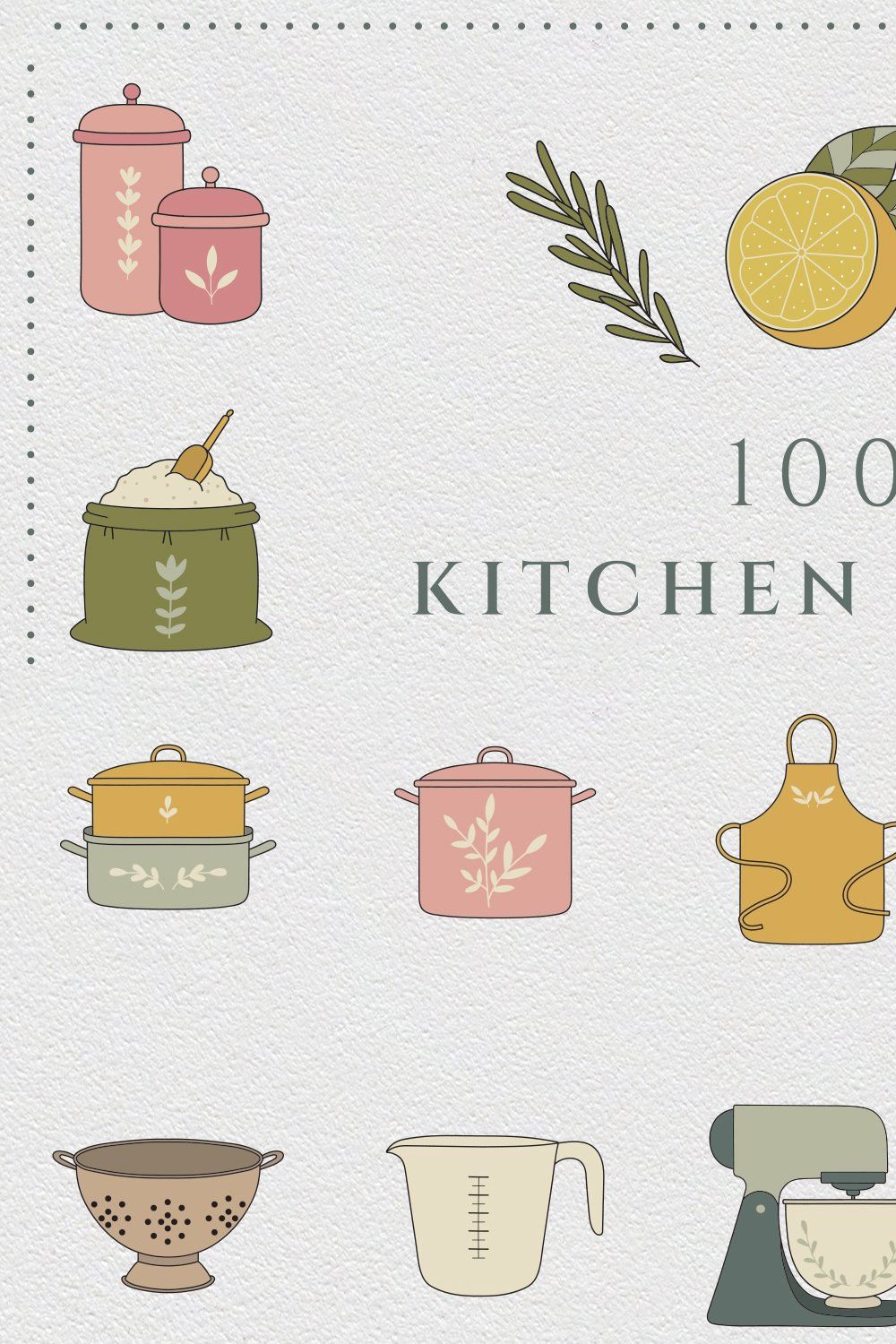 Kitchen & Cooking Icon Set pinterest preview image.