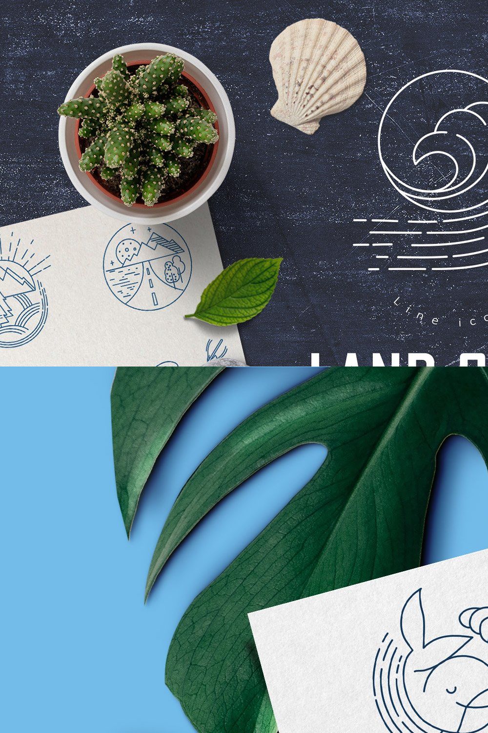 Land and Sea. Logo element pinterest preview image.