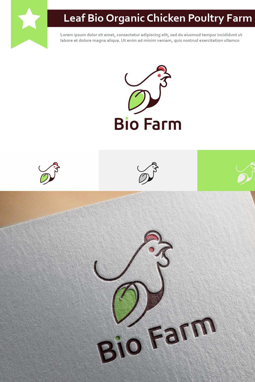 Leaf Bio Organic Chicken Farm Logo pinterest preview image.