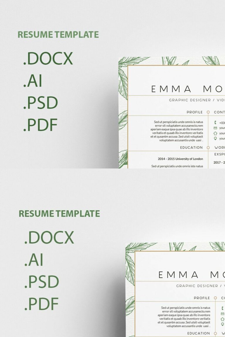 Leafs Resume / CV Template M – MasterBundles