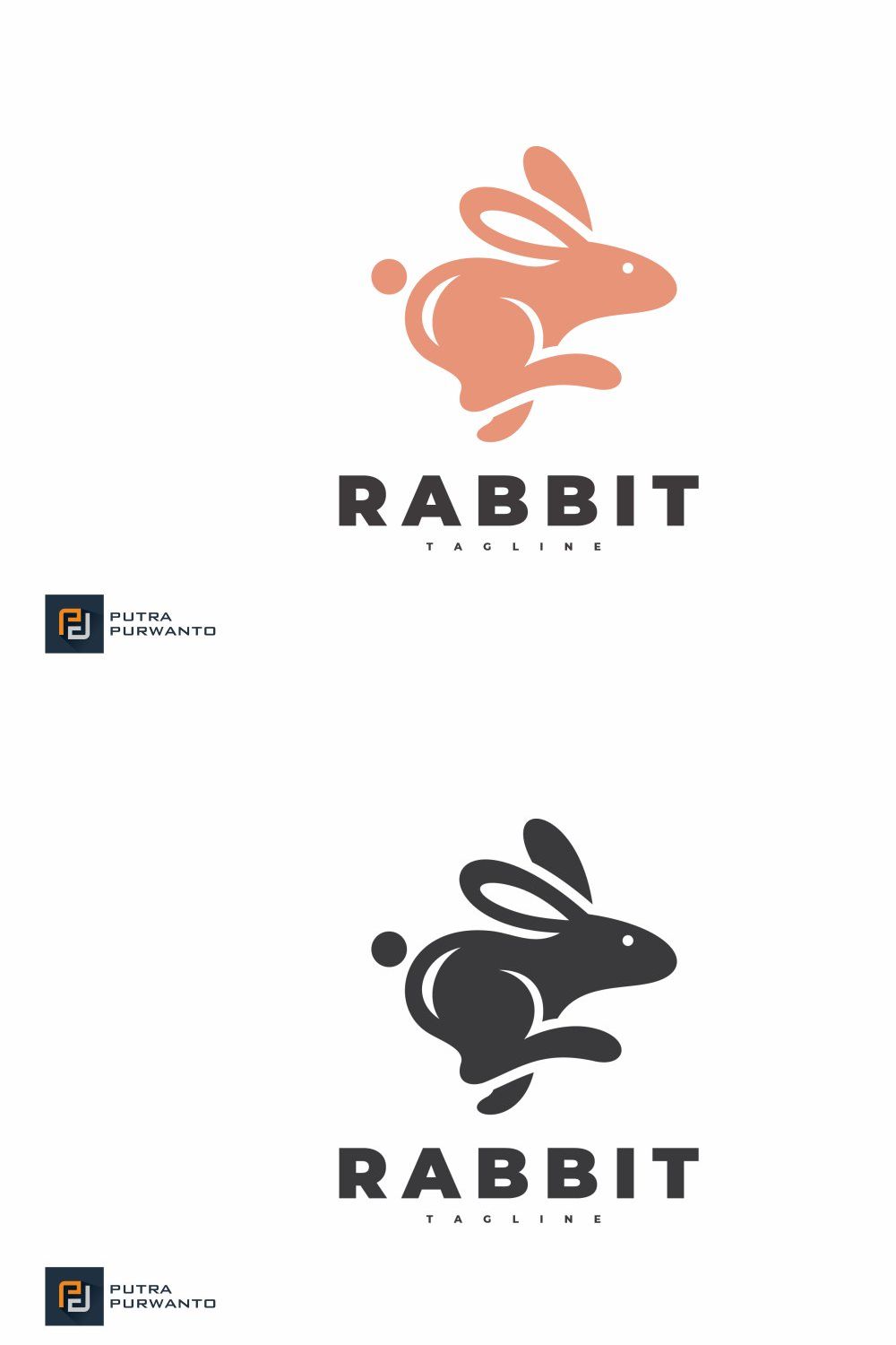 Leaping Rabbit Logo Design pinterest preview image.