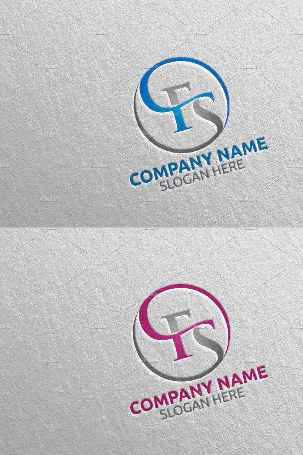 Letter F, S, FS Logo Design 14 pinterest preview image.