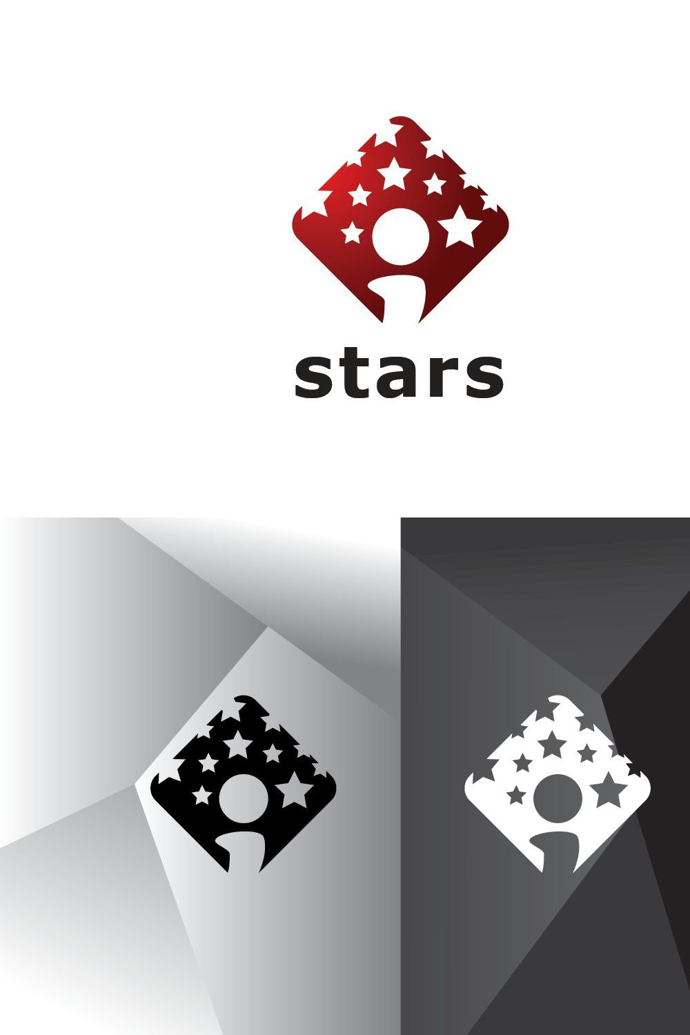 Letter i Stars Logo Template pinterest preview image.