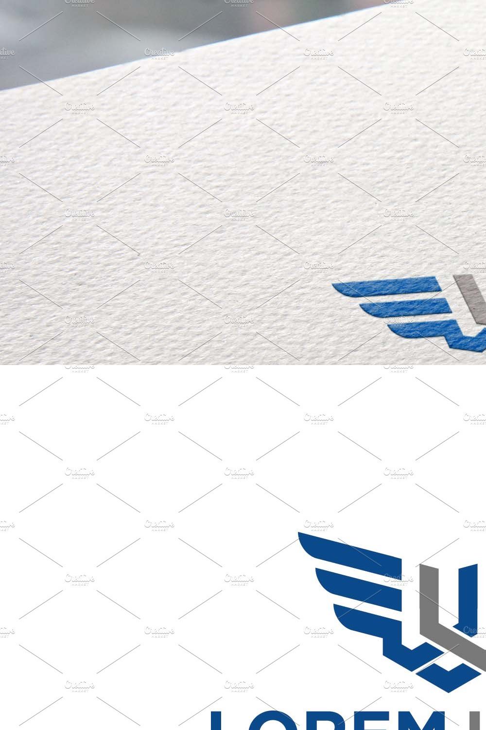 Letter W, Wings plane logo pinterest preview image.