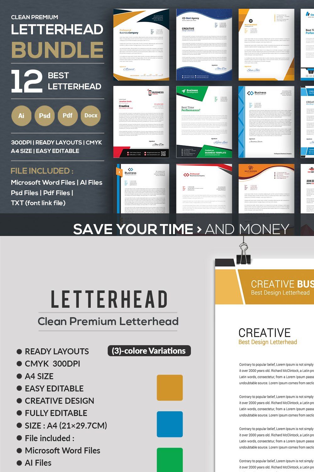 Letterhead Bundle pinterest preview image.