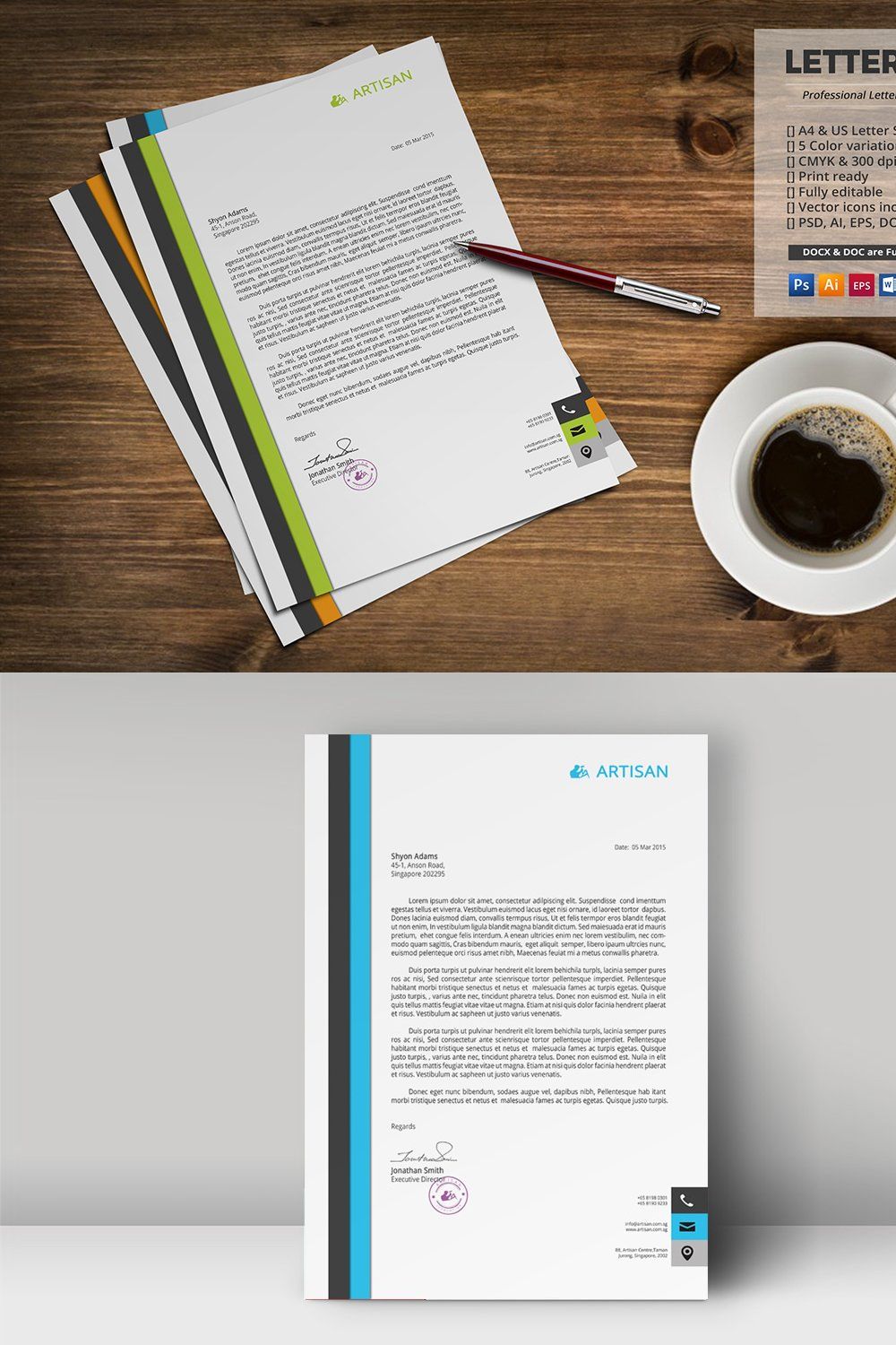 Letterhead Template pinterest preview image.