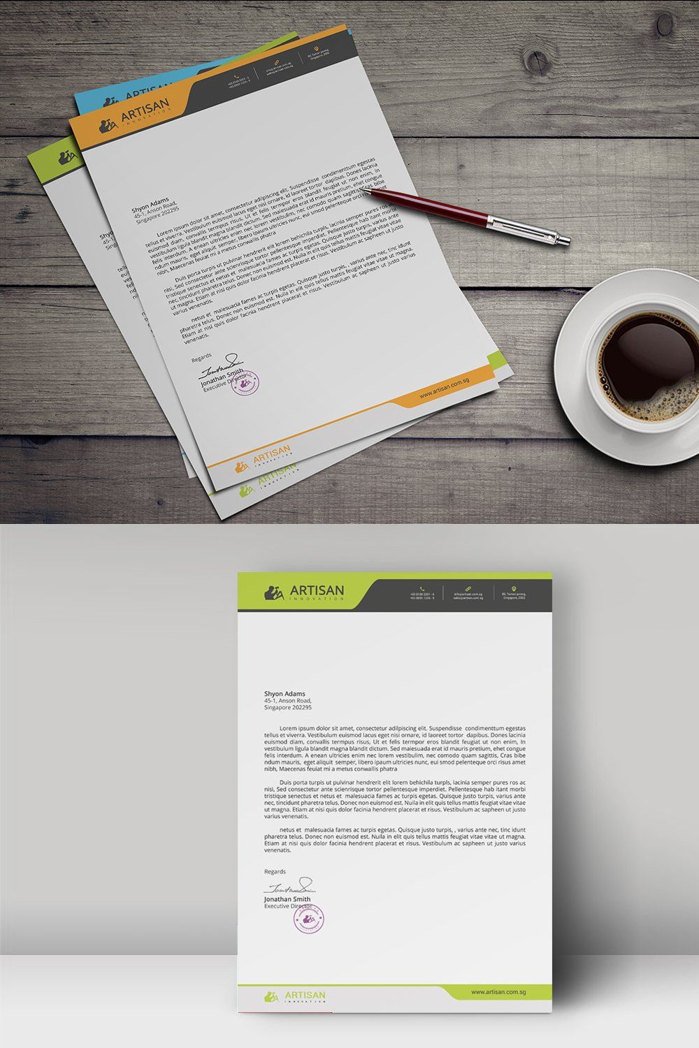 Letterhead Template pinterest preview image.