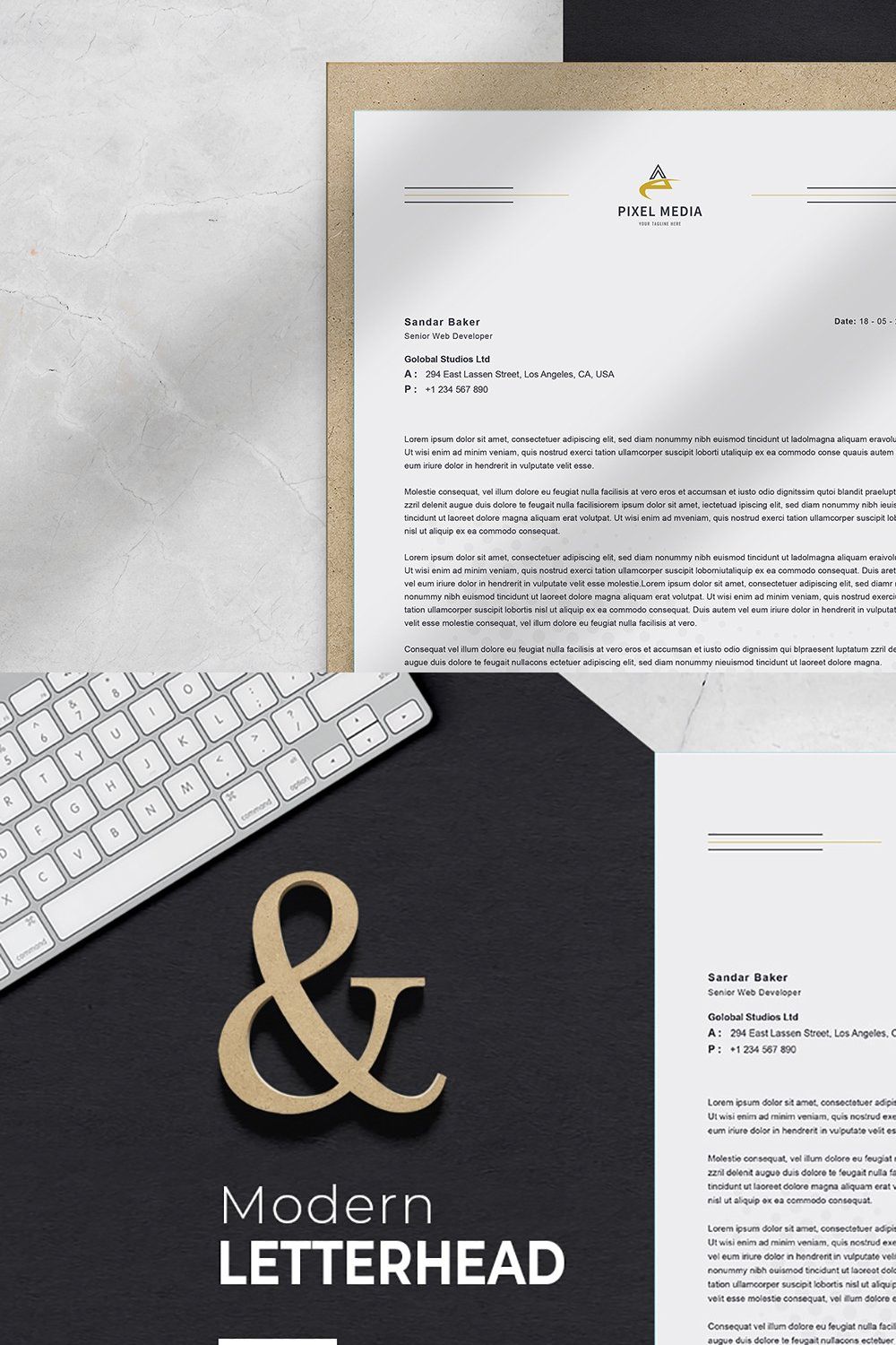 Letterhead Template pinterest preview image.