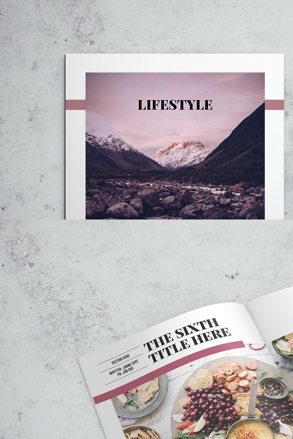 Lifestyle Magazine Indesign Template pinterest preview image.