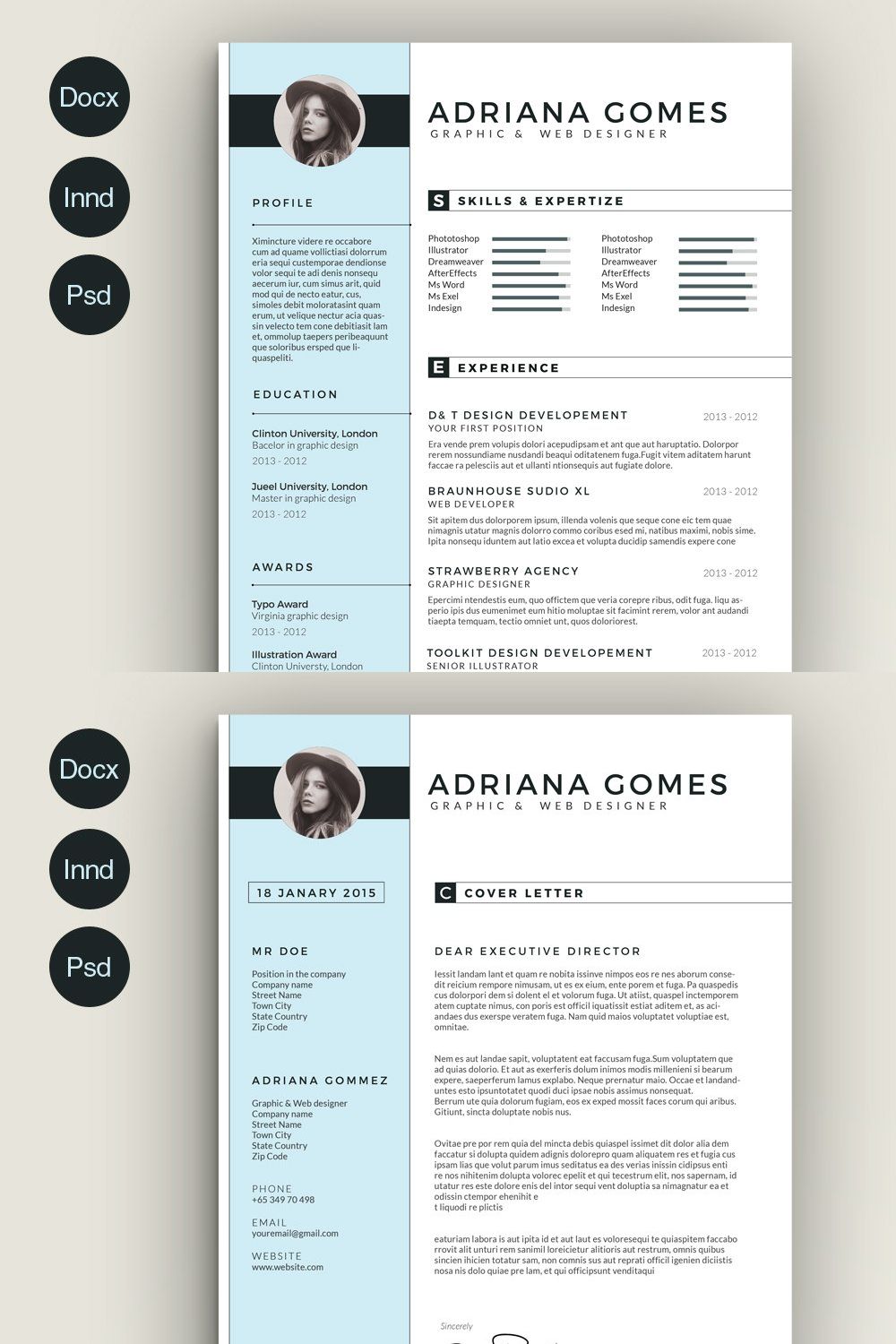 Light Resume pinterest preview image.
