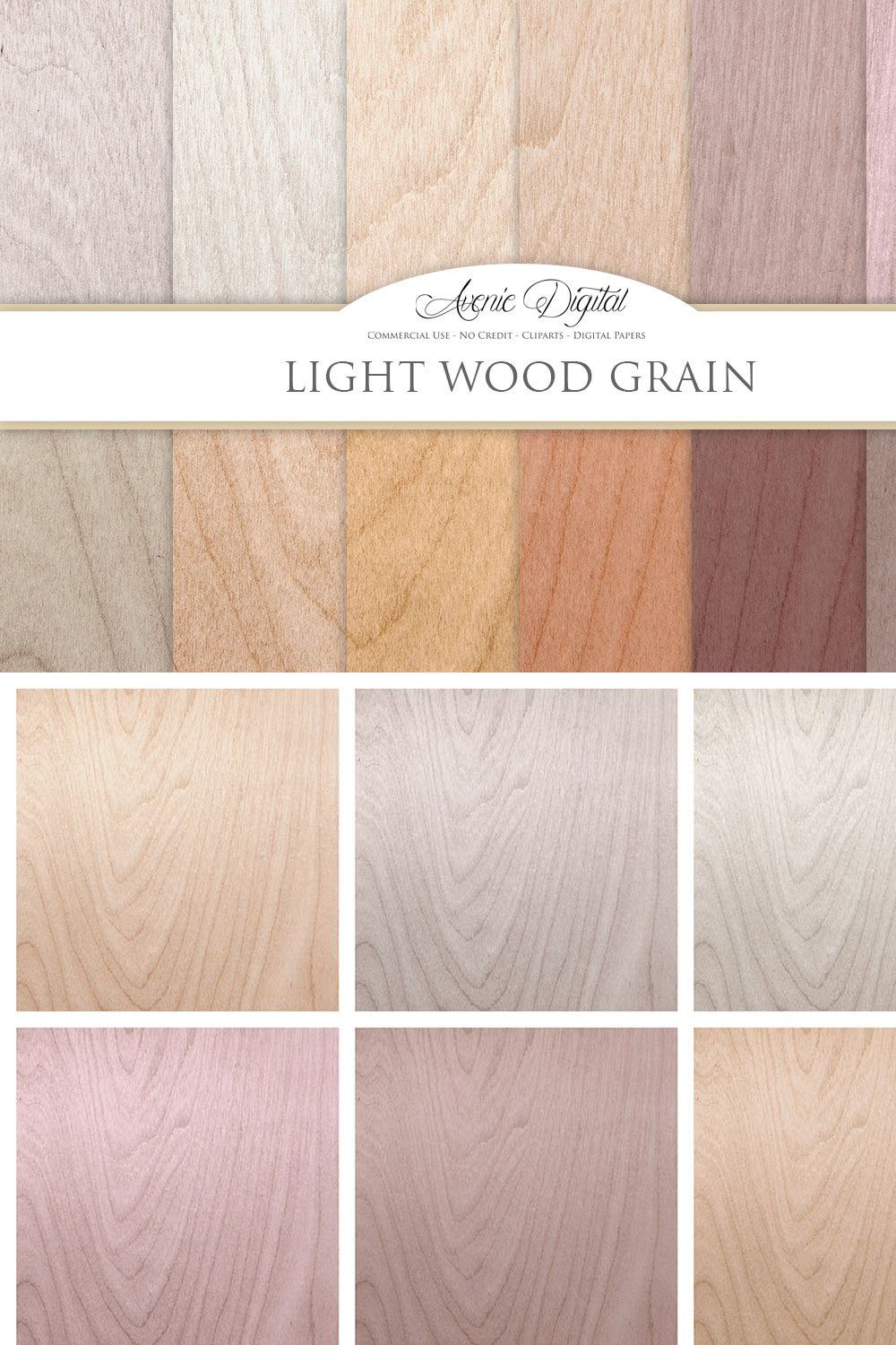 Light Wood Digital Paper Textures pinterest preview image.