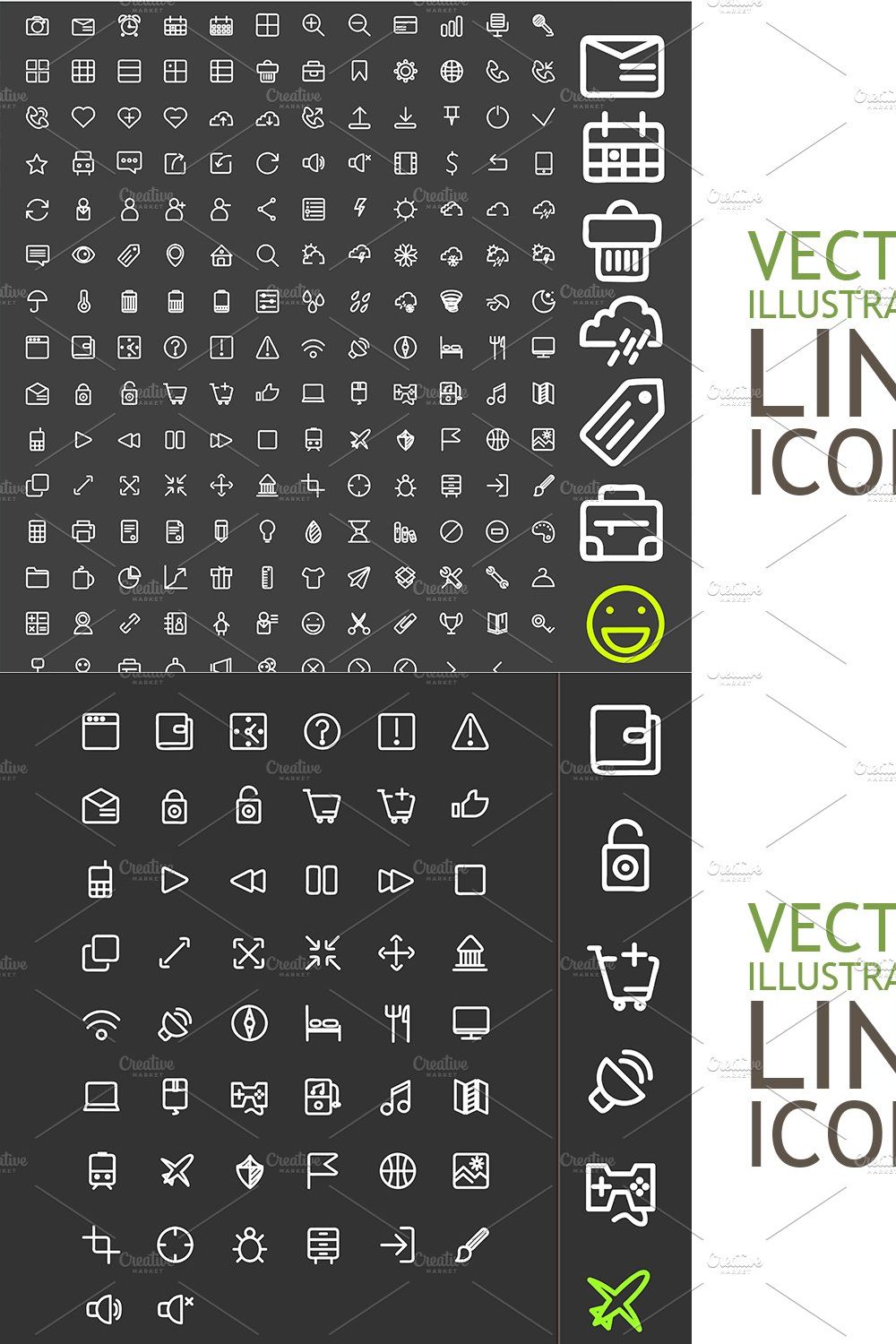 Line Icons For Applications And Web pinterest preview image.