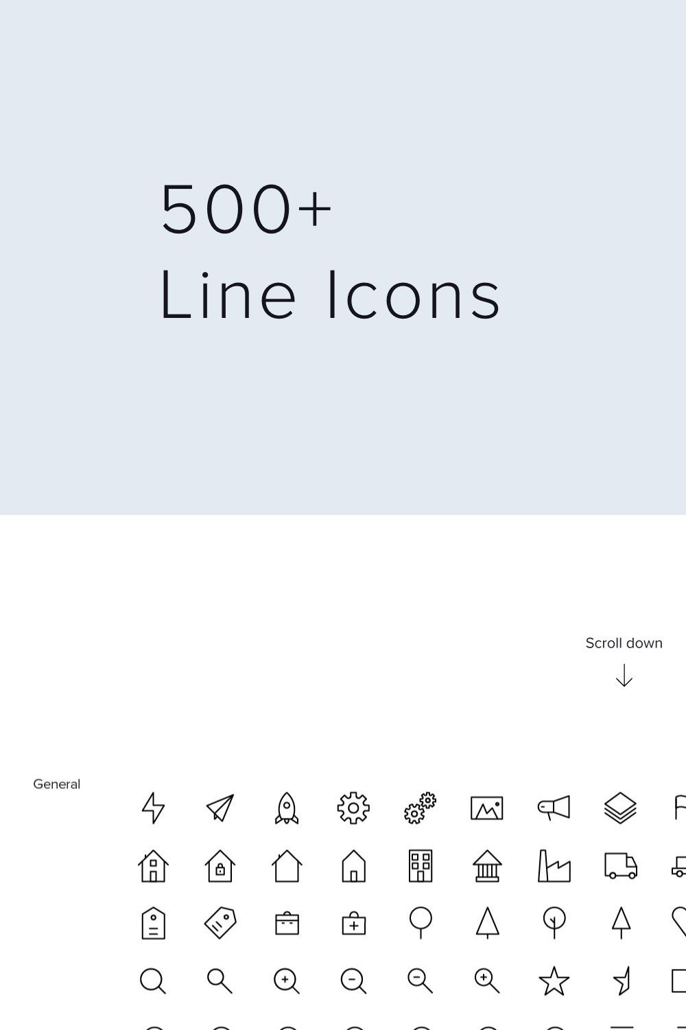 Line Icons Pack - modern & simple pinterest preview image.