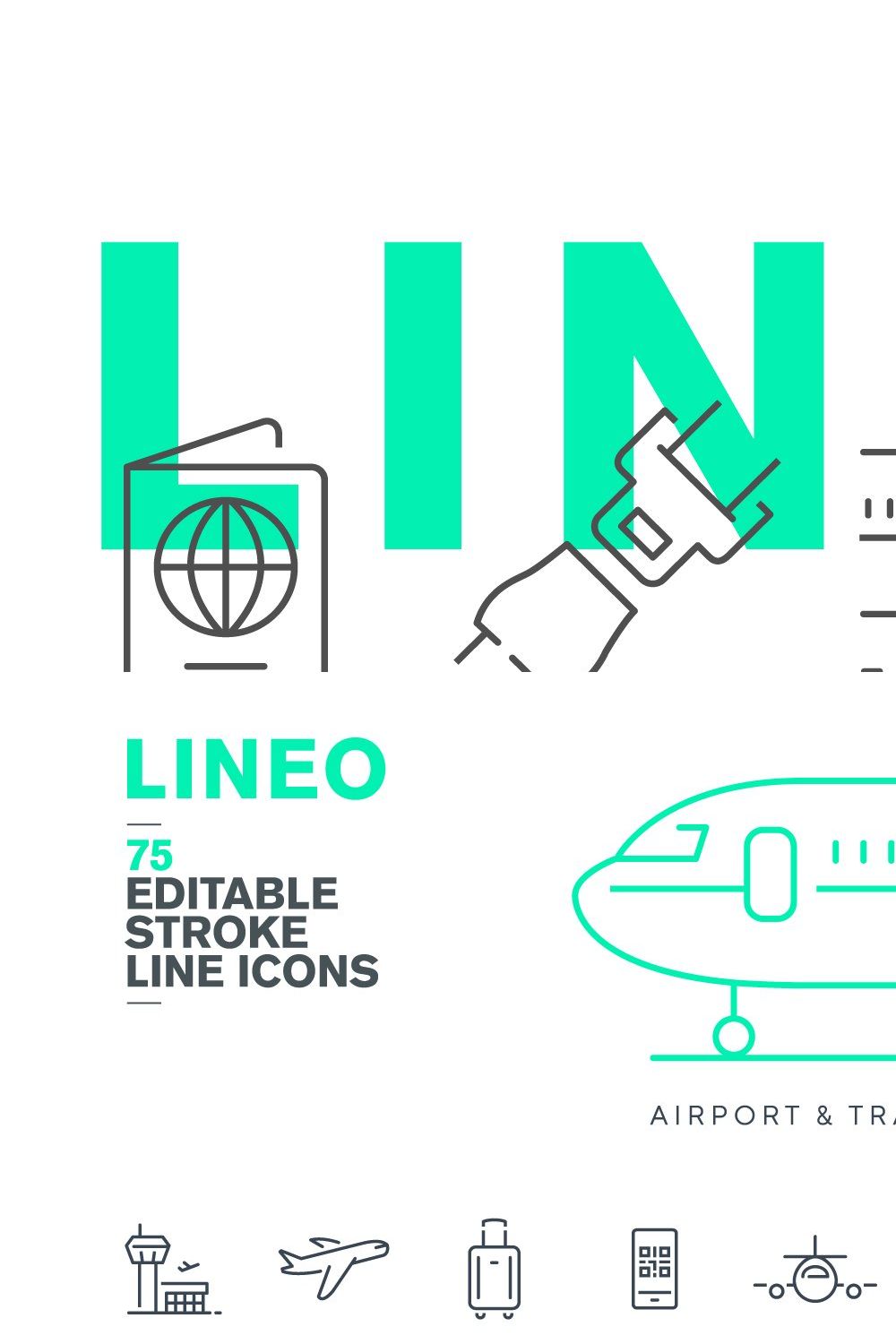 LINEO - 75 AIRPORT ICONS pinterest preview image.