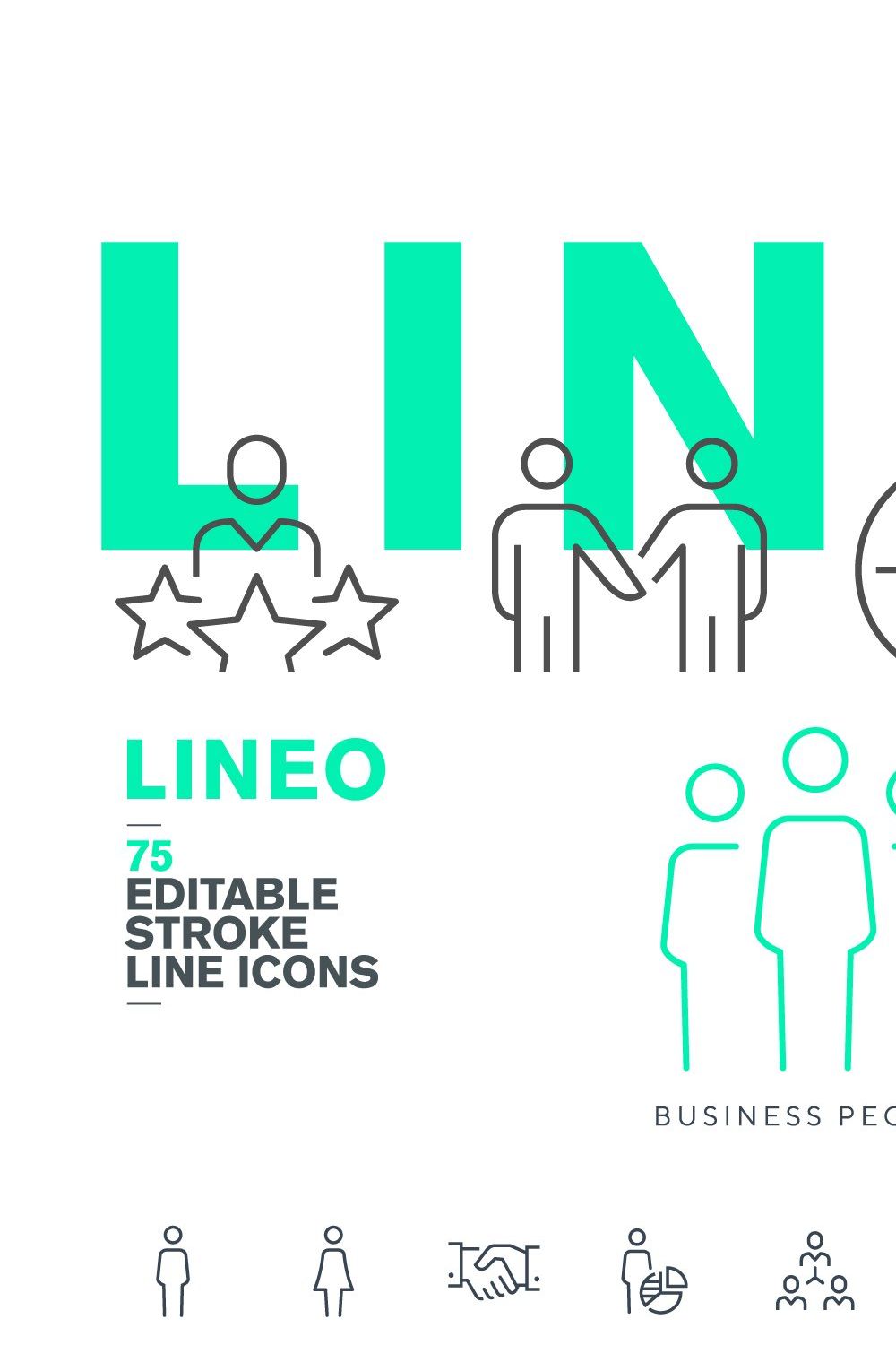 LINEO - 75 BUSINESS PEOPLE ICONS pinterest preview image.