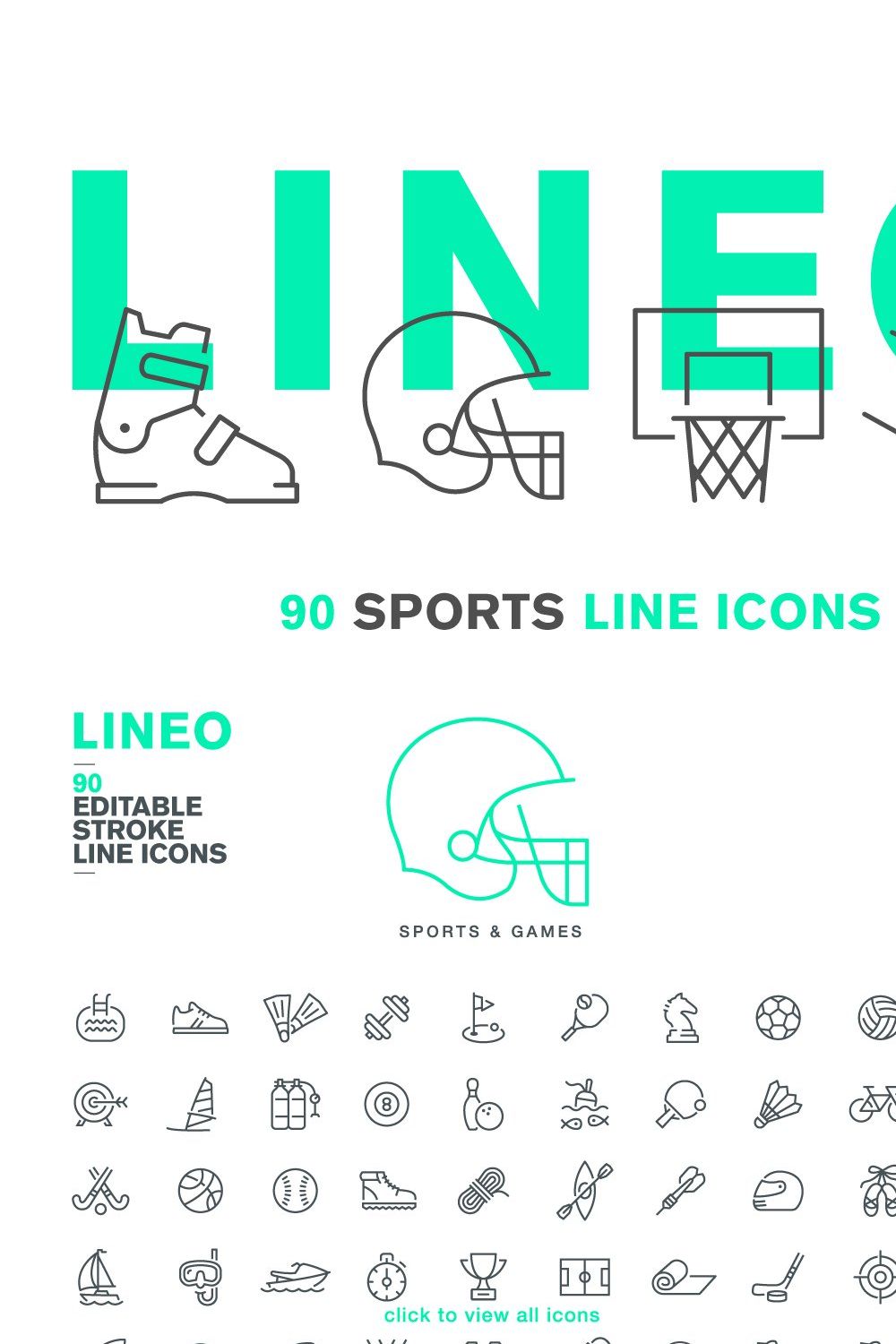 LINEO - 90 SPORTS ICONS pinterest preview image.