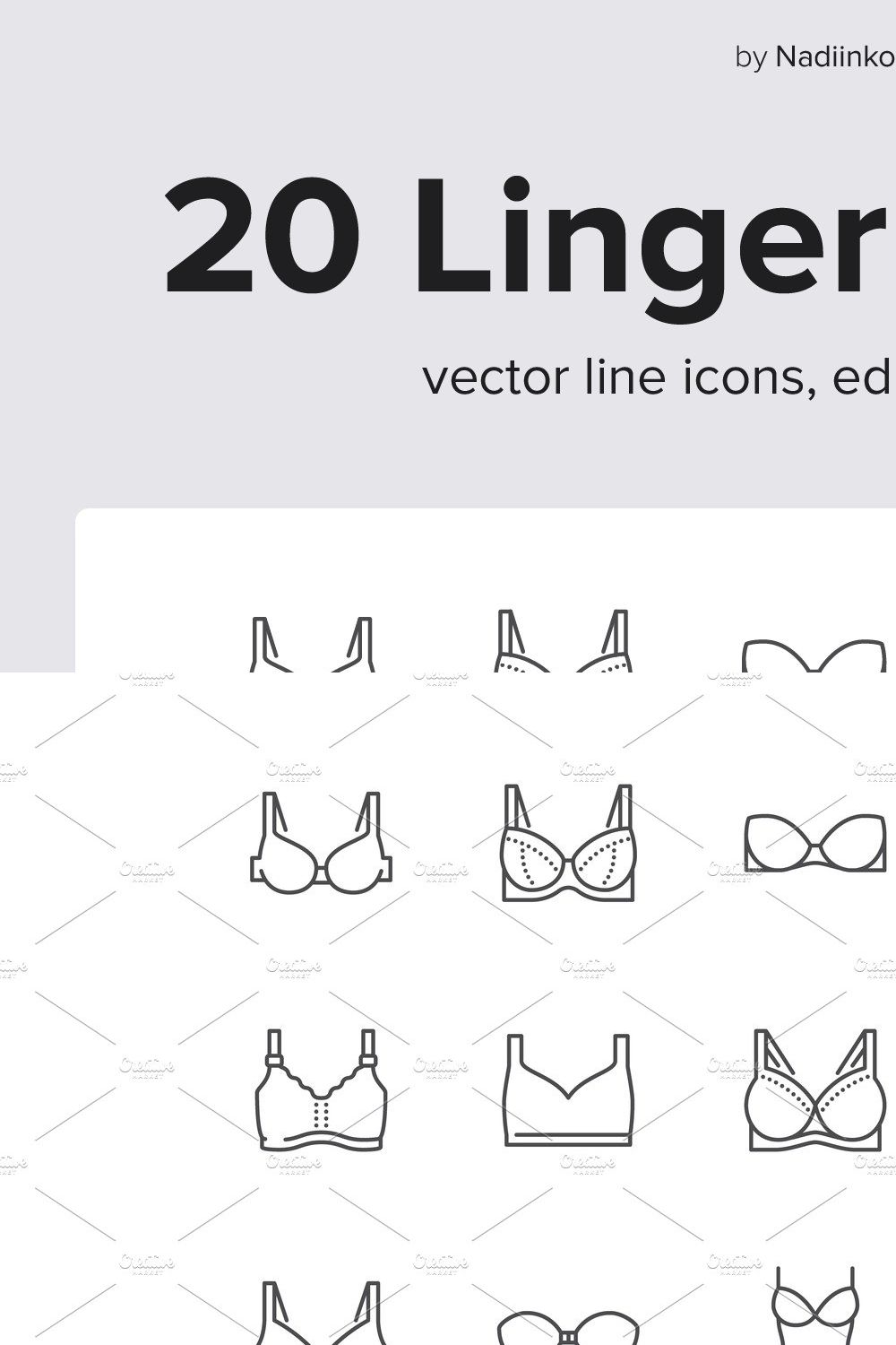 Lingerie Line Icons pinterest preview image.