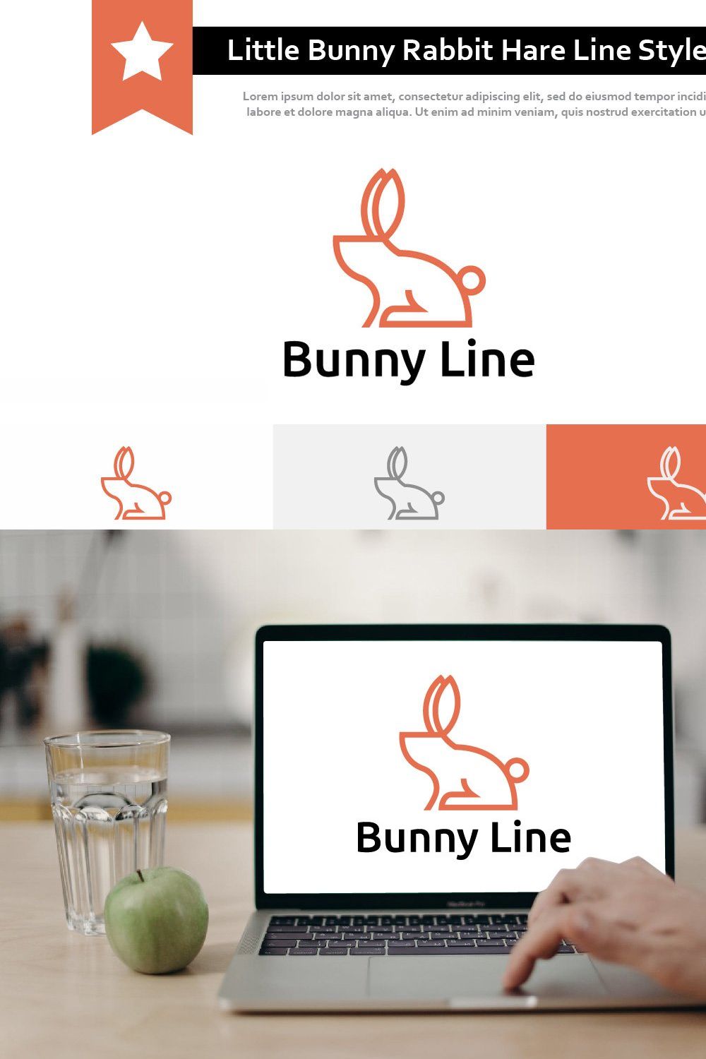 Little Bunny Rabbit Hare Simple Logo pinterest preview image.