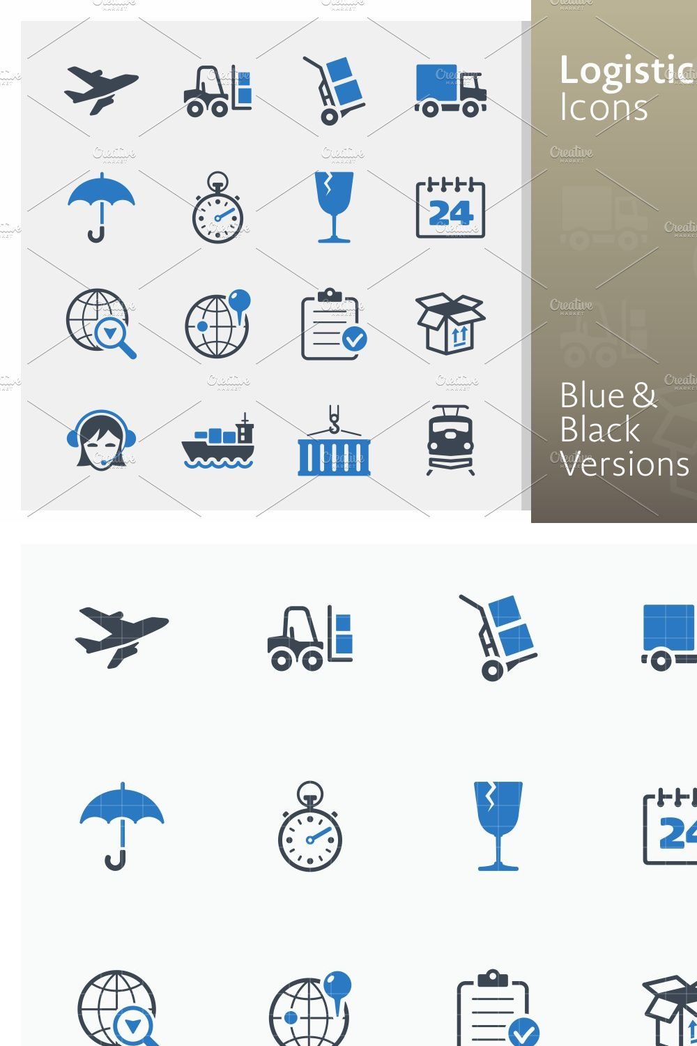 Logistics Icons - Blue Series pinterest preview image.