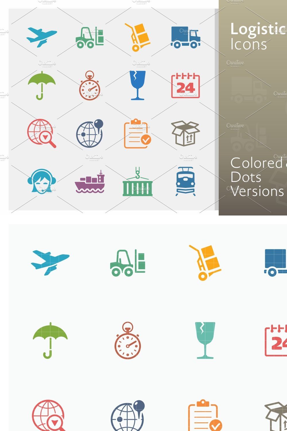 Logistics Icons - Colored Series pinterest preview image.