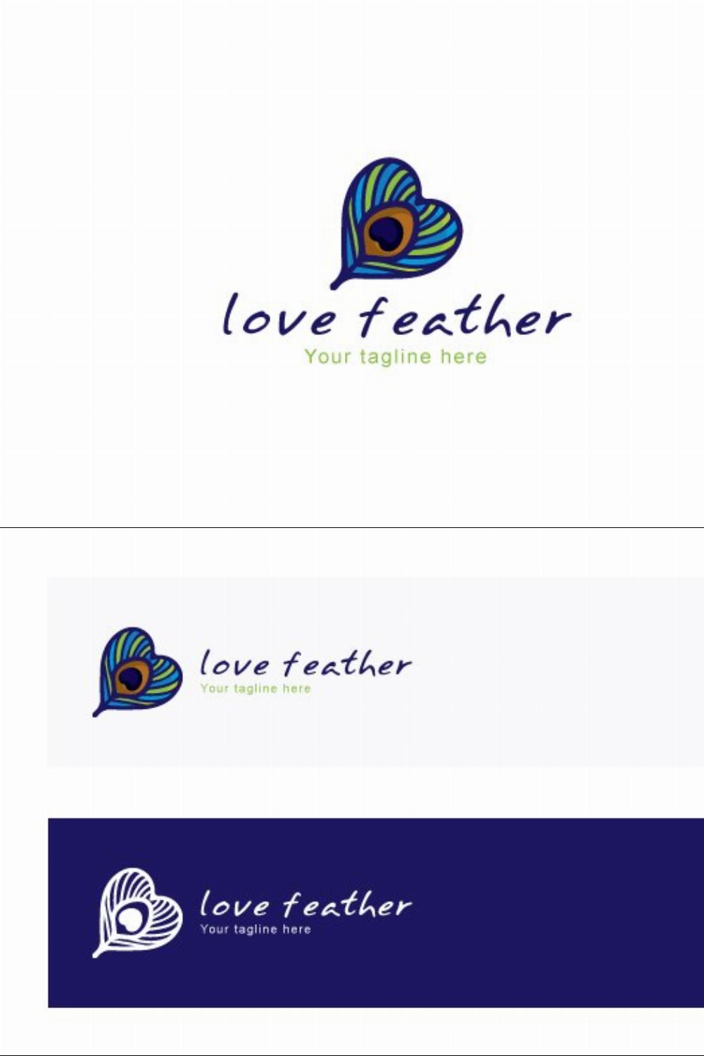 Love Feather-Peacock Bird Quill Logo pinterest preview image.