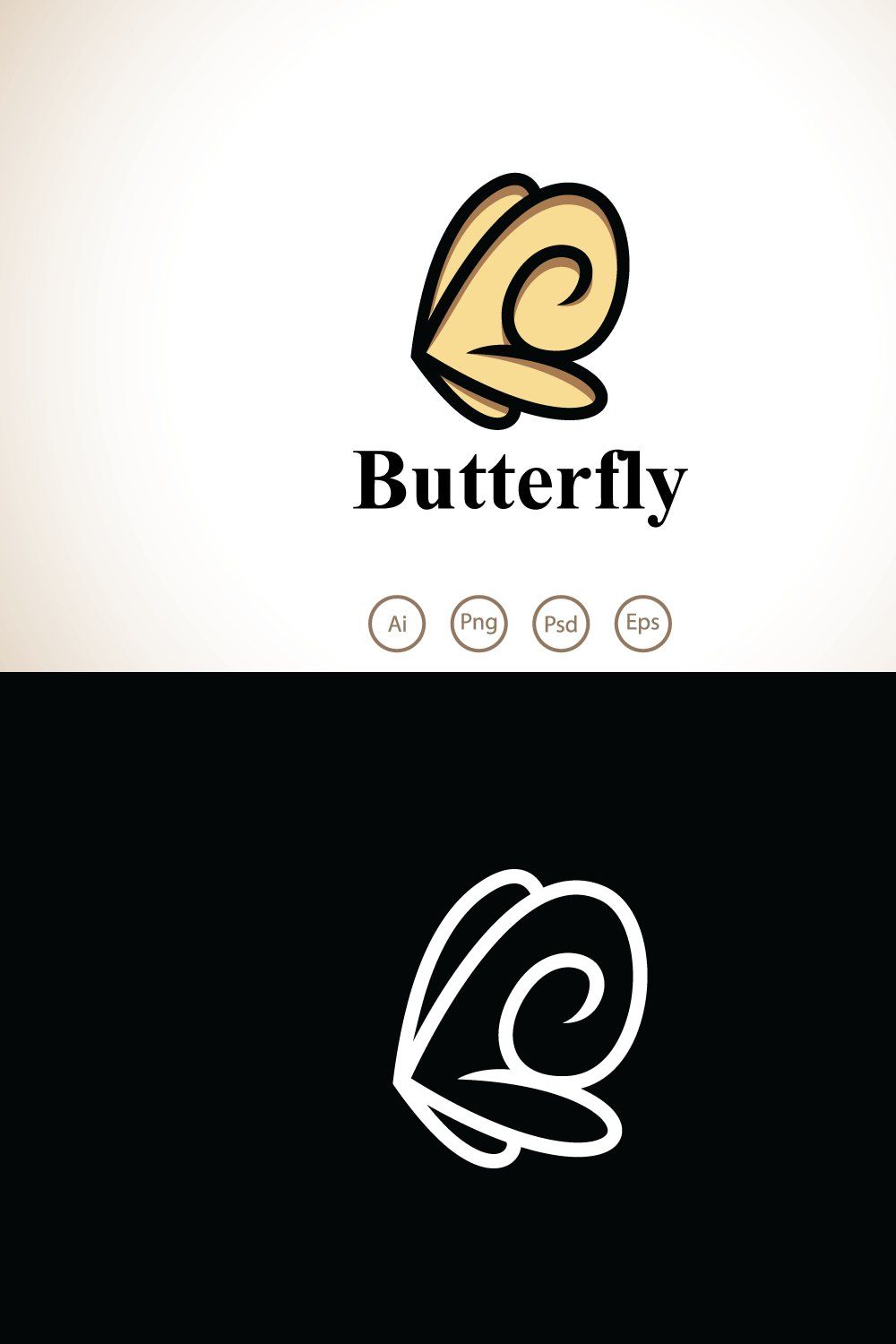 Lovely Butterfly Logo Template pinterest preview image.