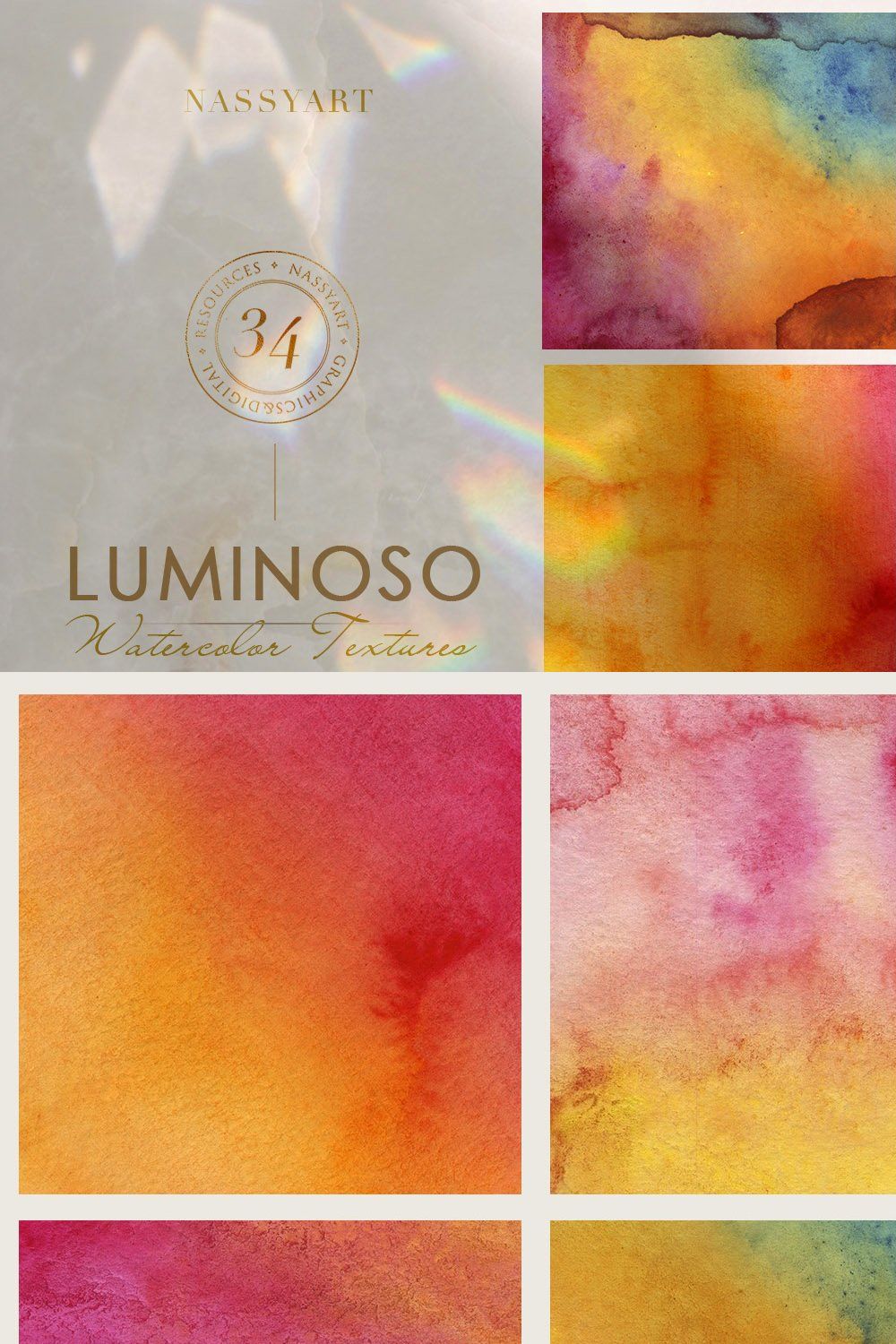 Luminoso Watercolor Textures pinterest preview image.