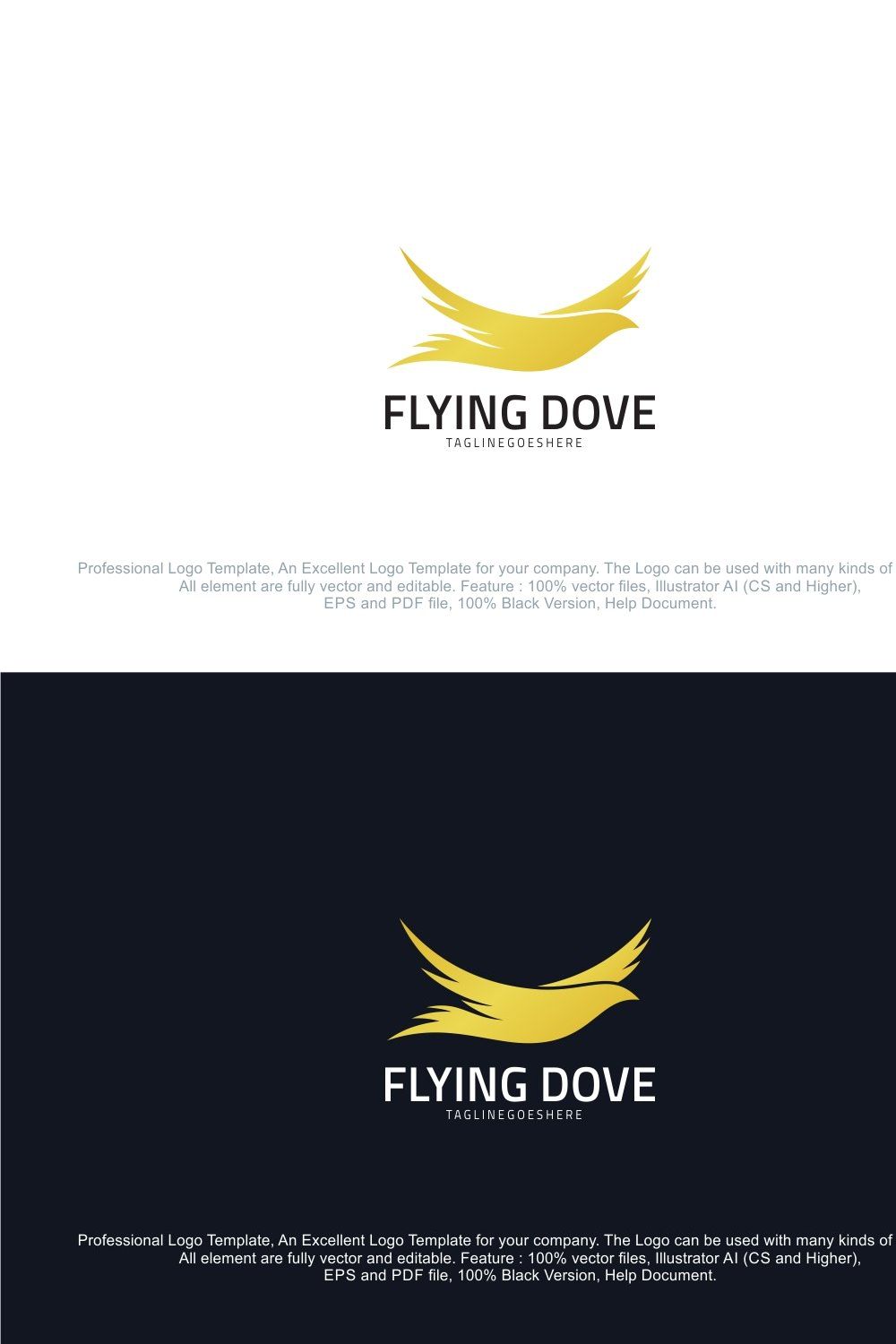 Luxury Dove Logo Template pinterest preview image.