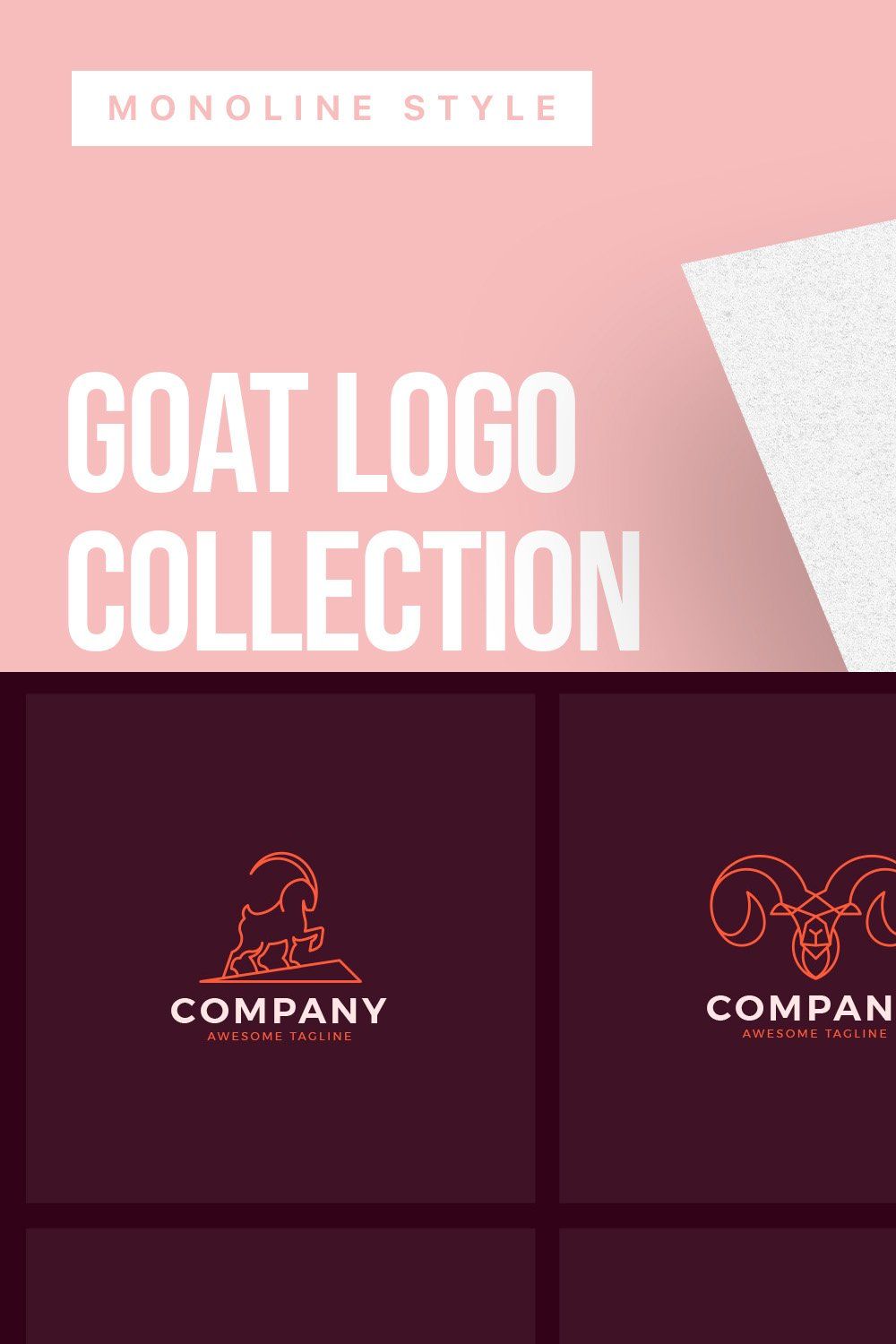 Luxury Goat Logo with Monoline Style pinterest preview image.