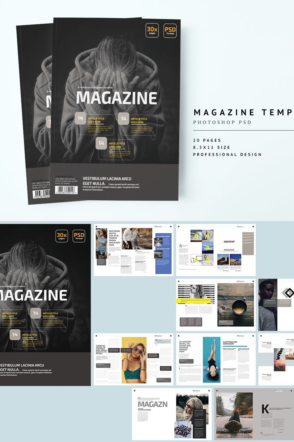 Magazine Template 01 pinterest preview image.