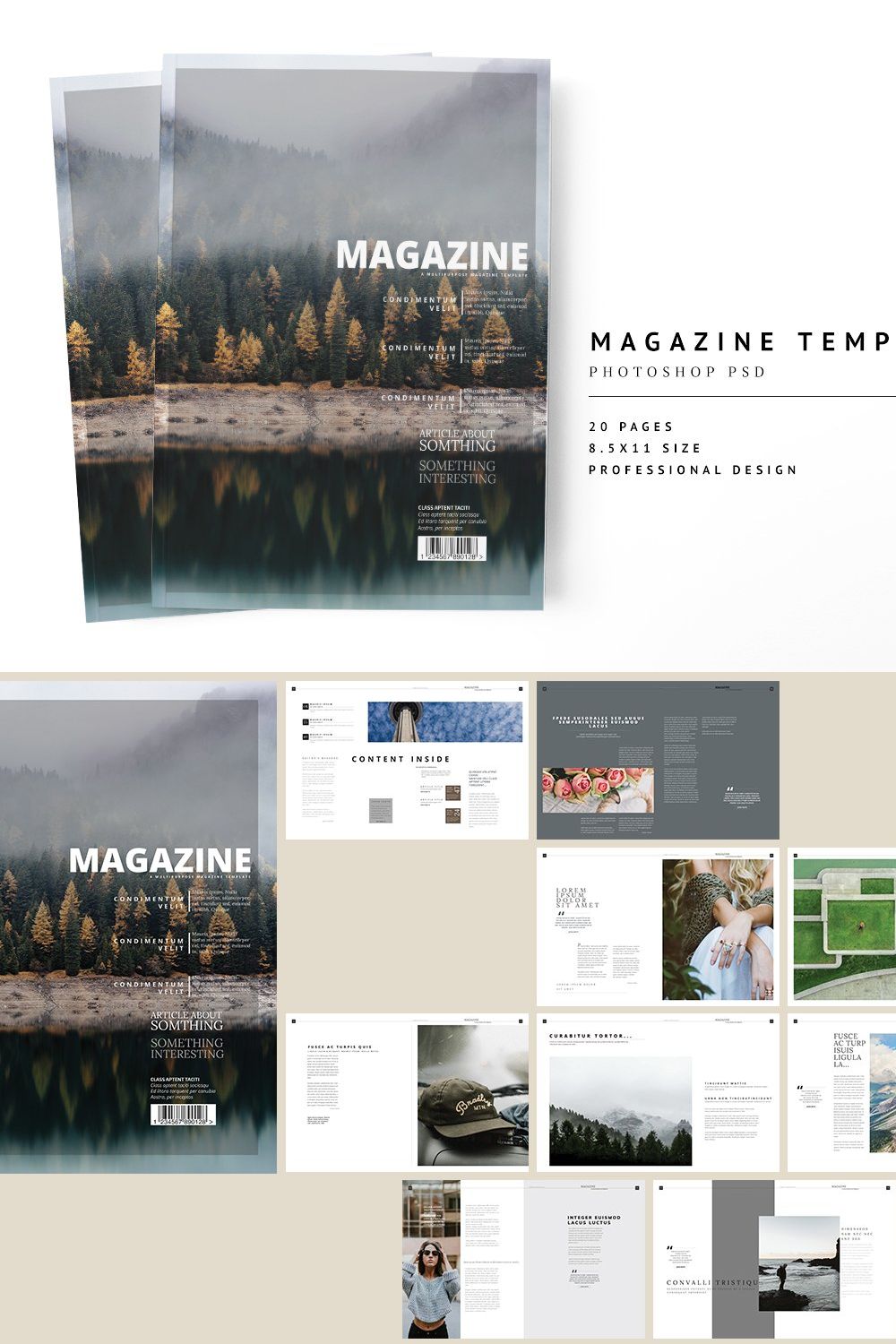 Magazine Template 11 pinterest preview image.