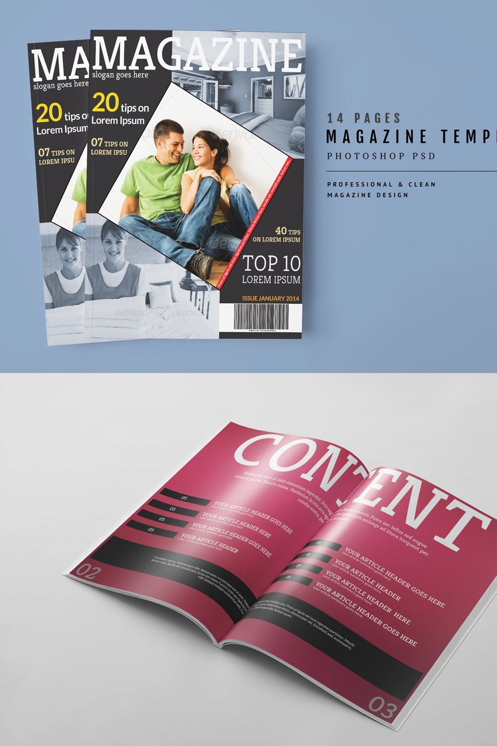 Magazine Template 32 pinterest preview image.