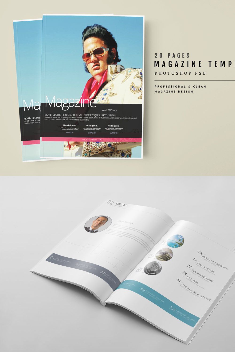 Magazine Template 43 pinterest preview image.