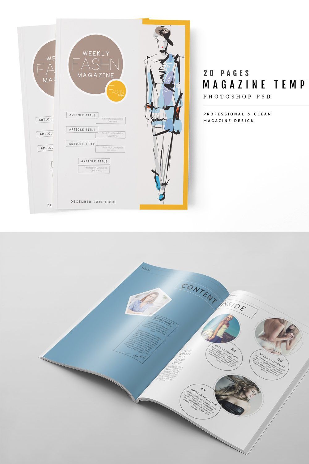Magazine Template 57 pinterest preview image.
