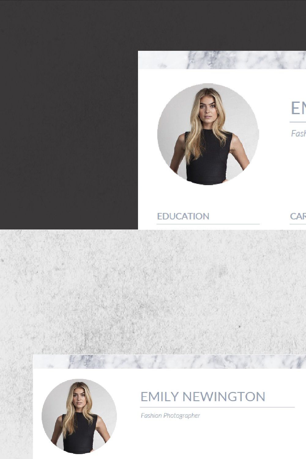 Marble Resume Template+Business Card pinterest preview image.