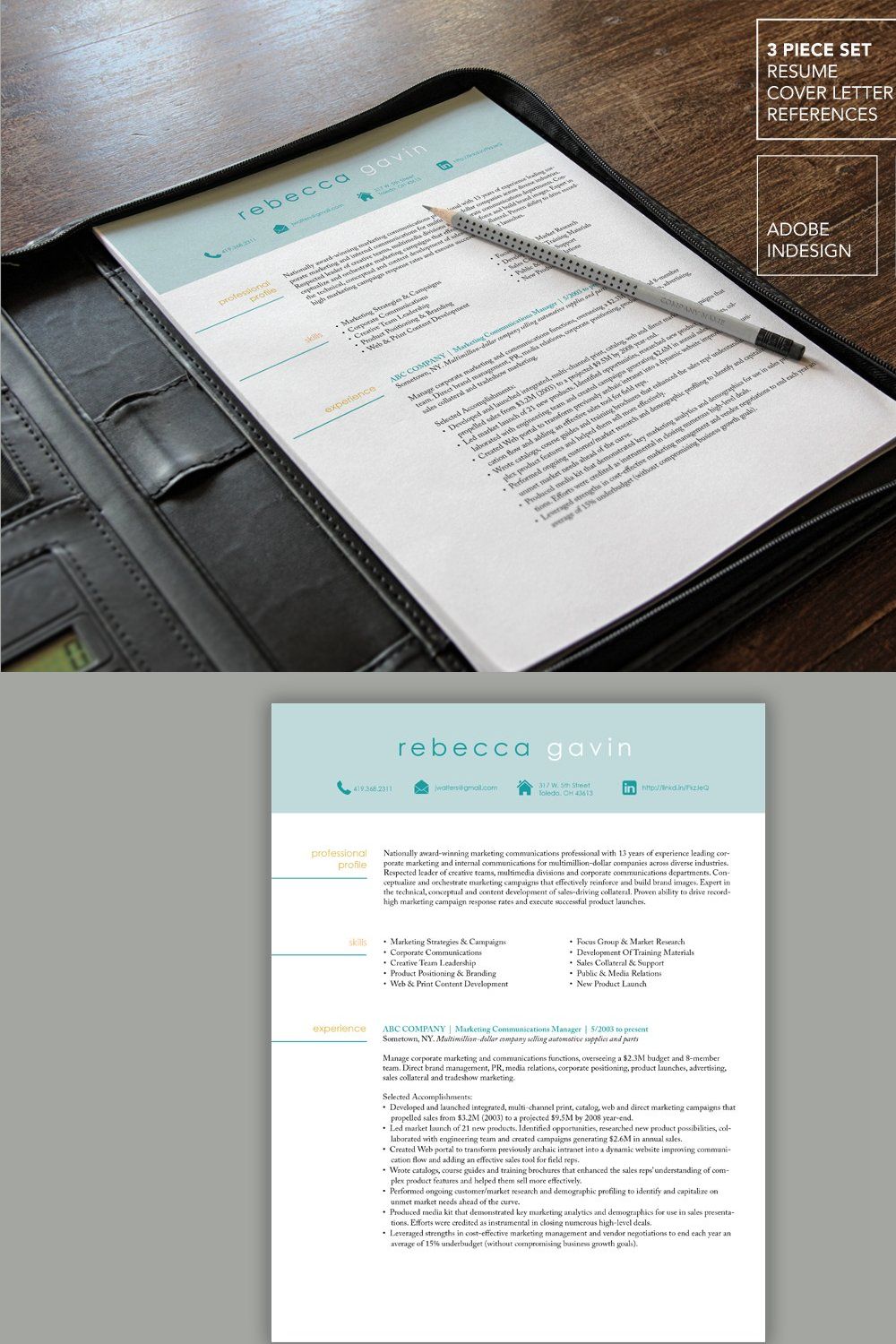 Marketing Resume | Modern Template pinterest preview image.