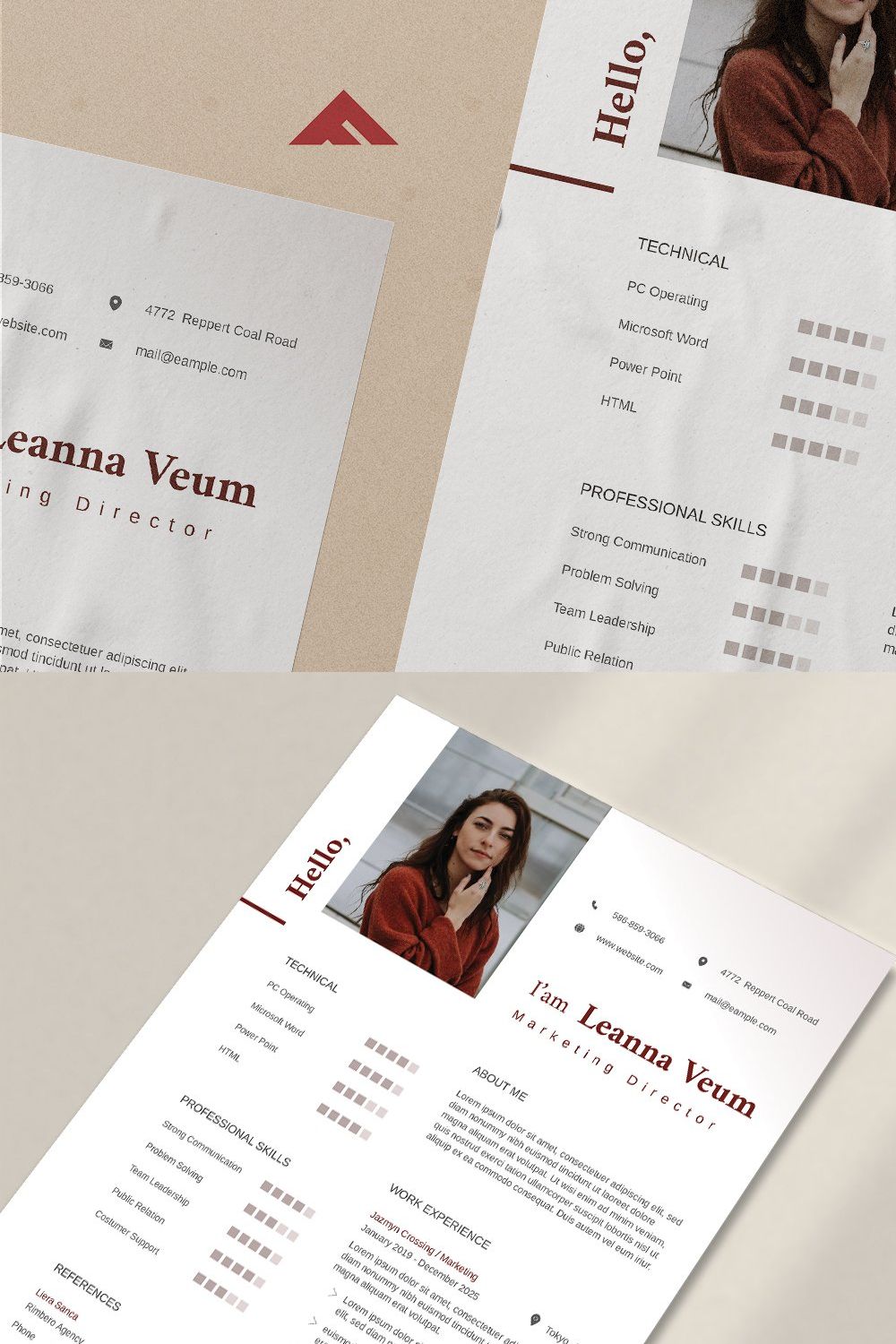 Marketing Resume Pro Template pinterest preview image.