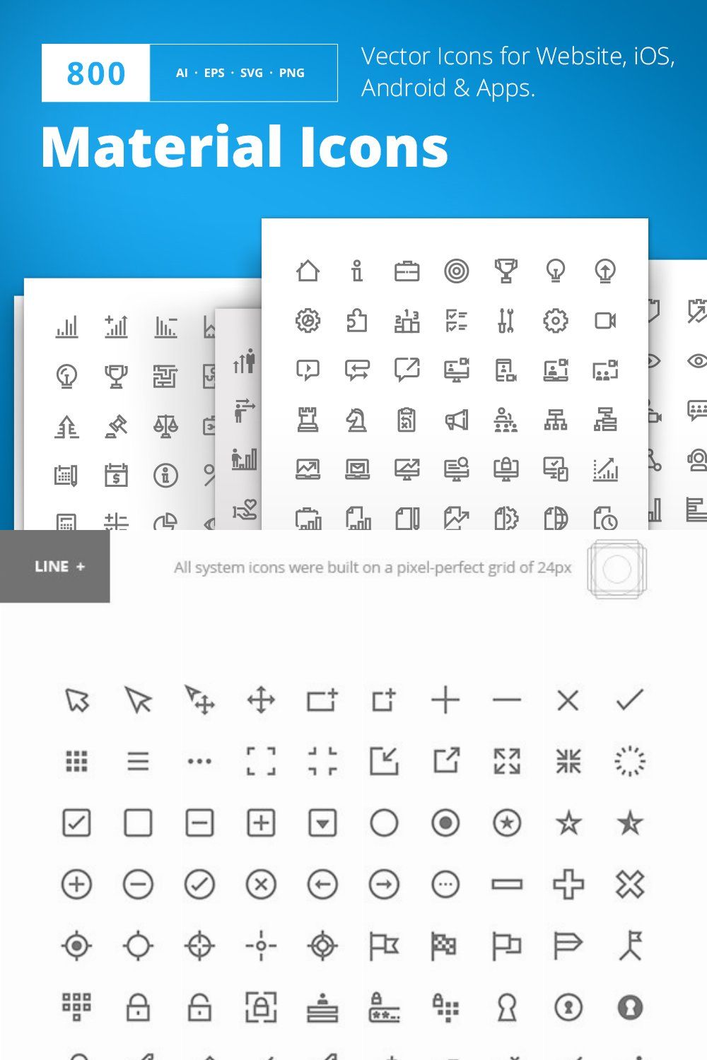 Material Design Icons pinterest preview image.