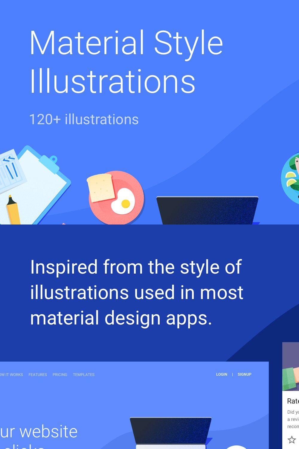 Material Style Illustration kit pinterest preview image.