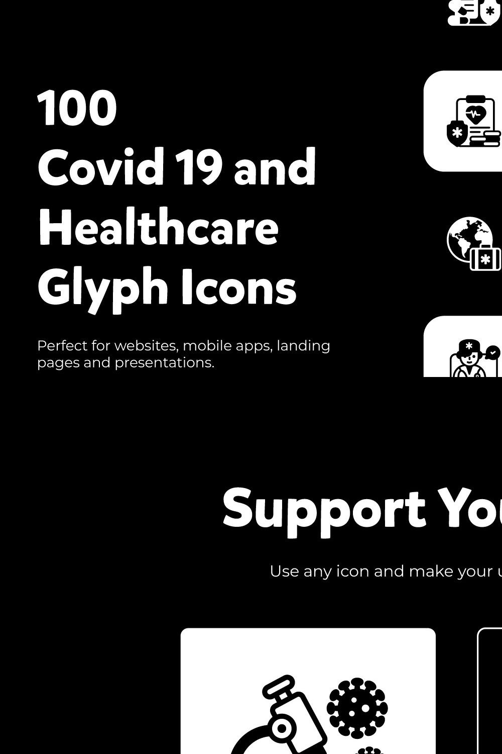 Medical and Healthcare Filled Icons pinterest preview image.