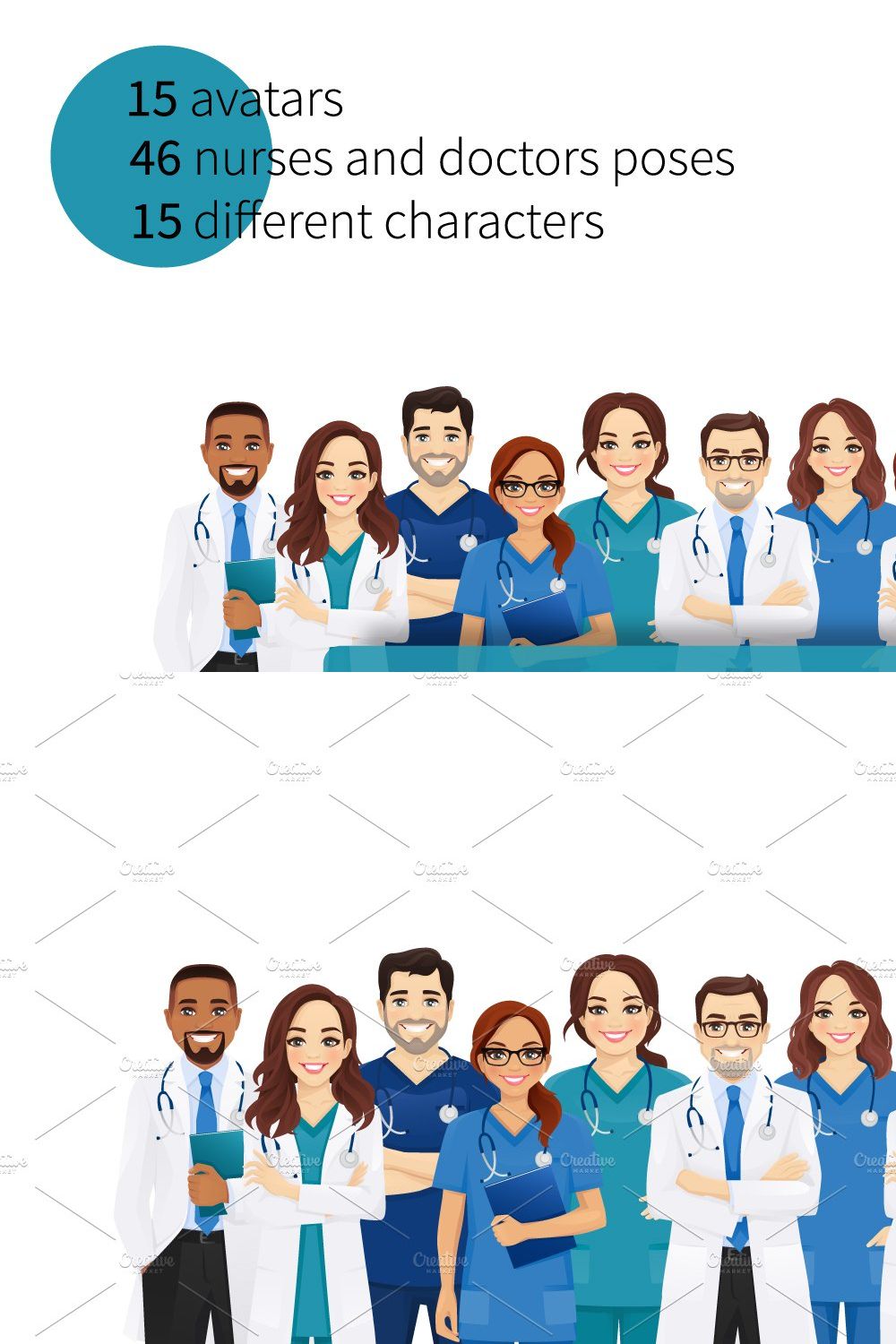 Medical characters big bundle pinterest preview image.