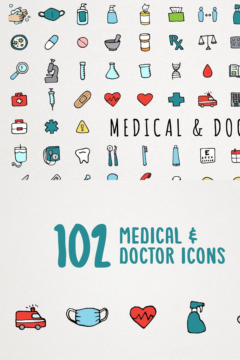 Medical & Doctor Icons Clipart Set pinterest preview image.