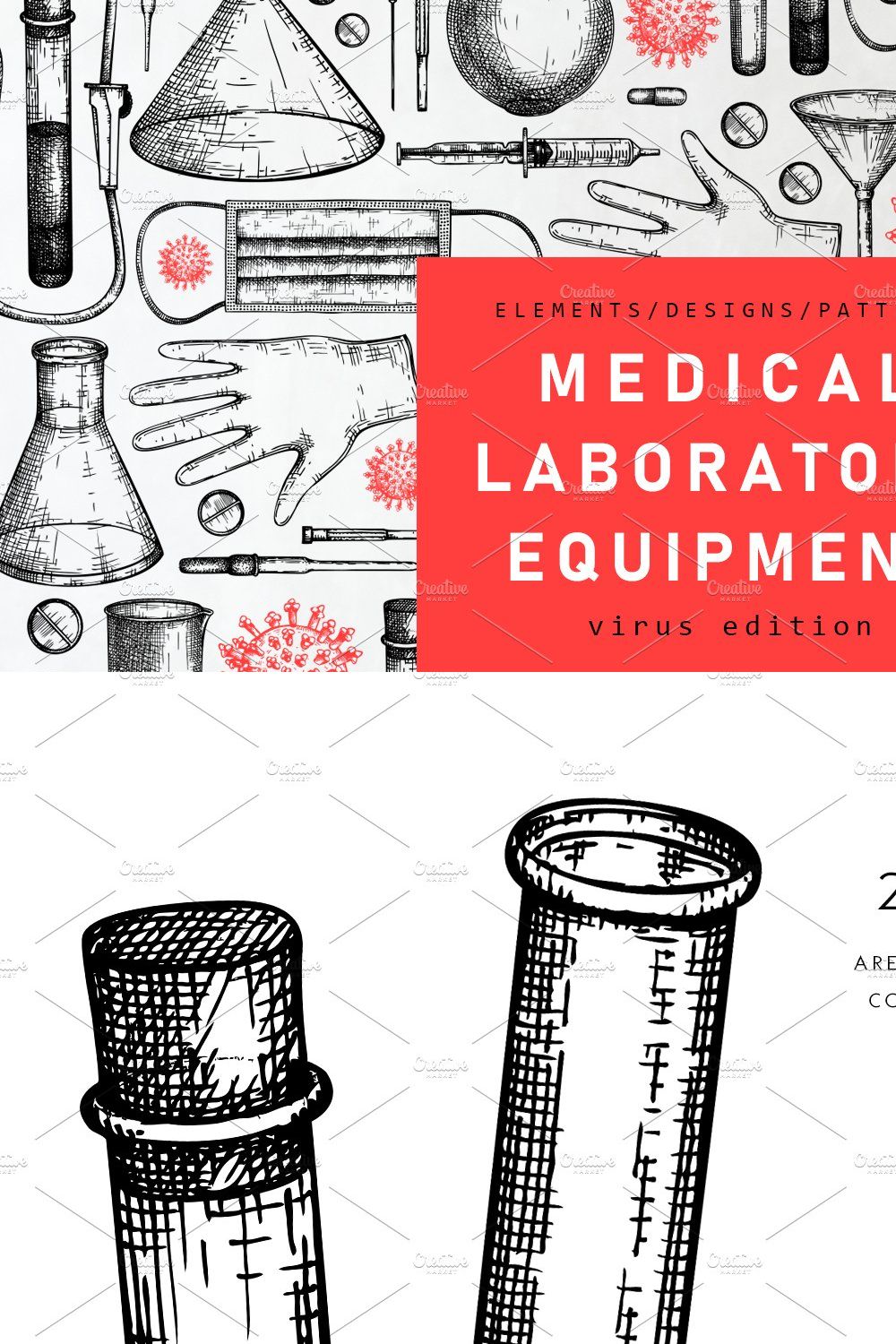 Medical Equipment & Viruses Set pinterest preview image.