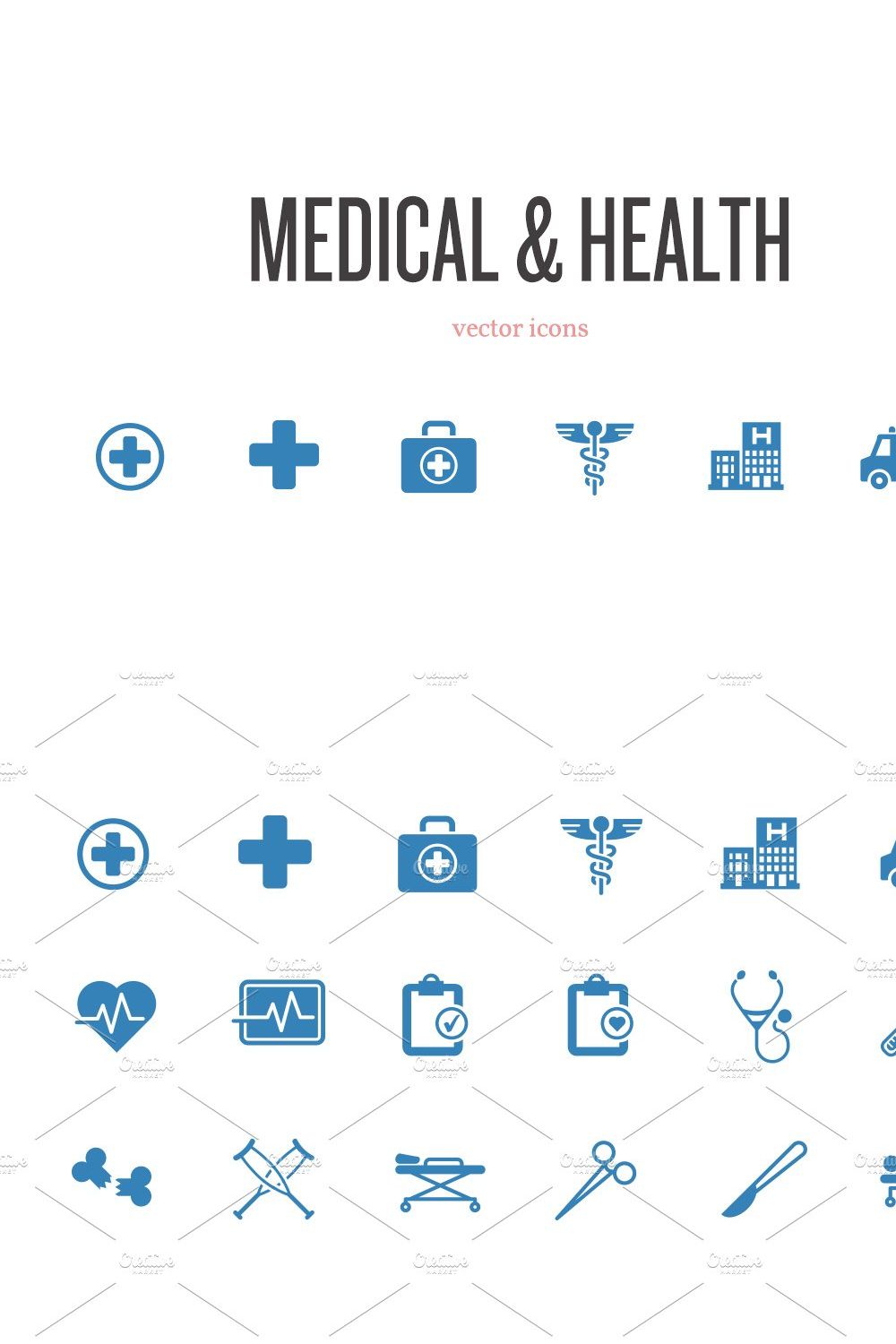 Medical & Health Vector Icons pinterest preview image.