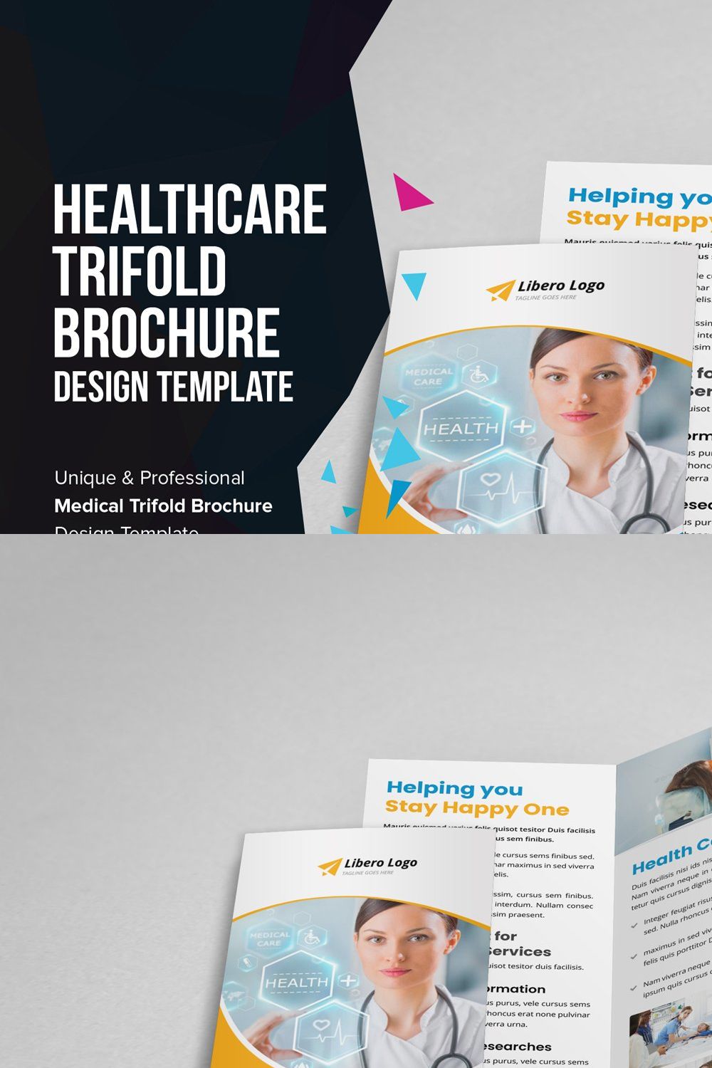 Medical Healthcare Trifold Brochure pinterest preview image.