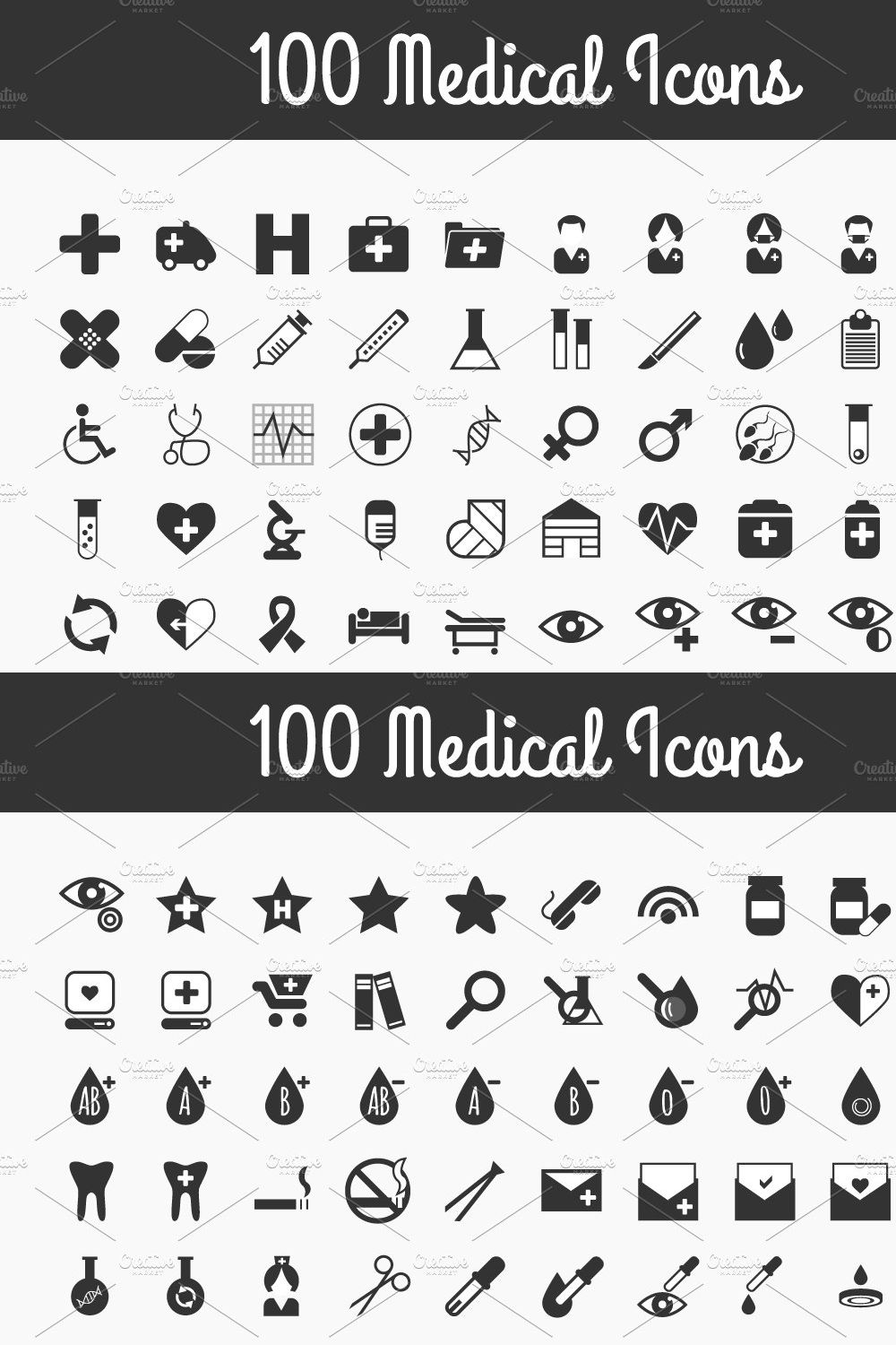 Medical Icons pinterest preview image.