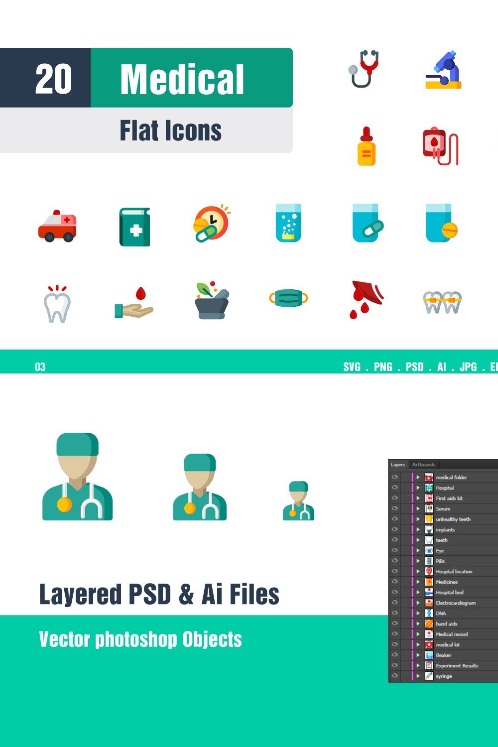 Medical Icons #3 pinterest preview image.