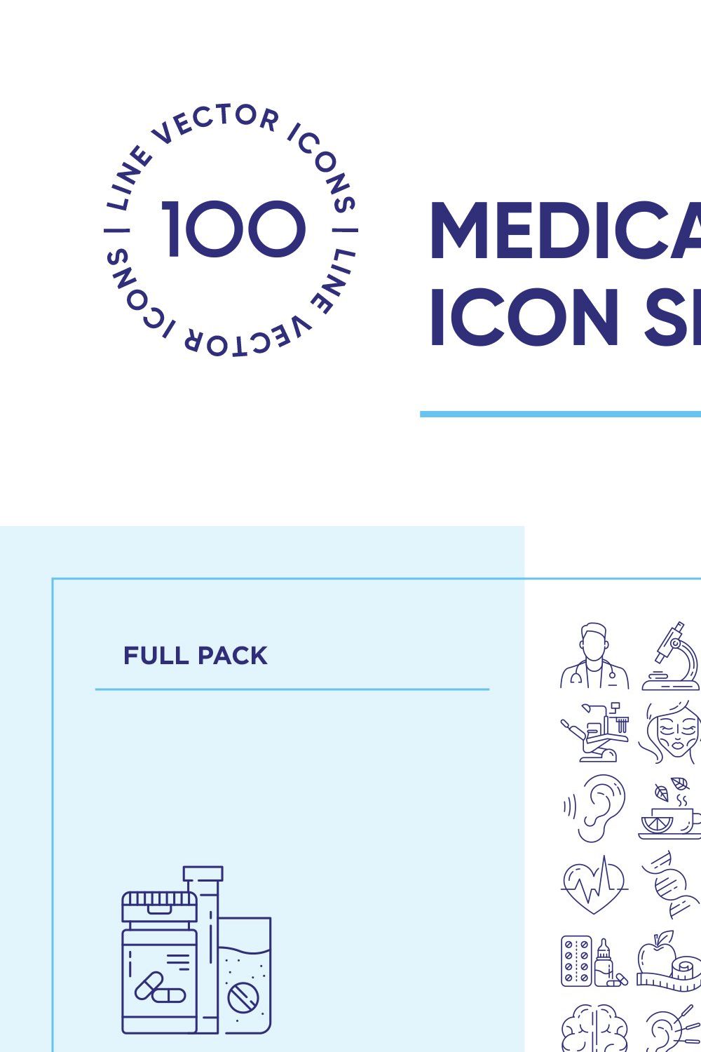 Medical Line Icon Set pinterest preview image.