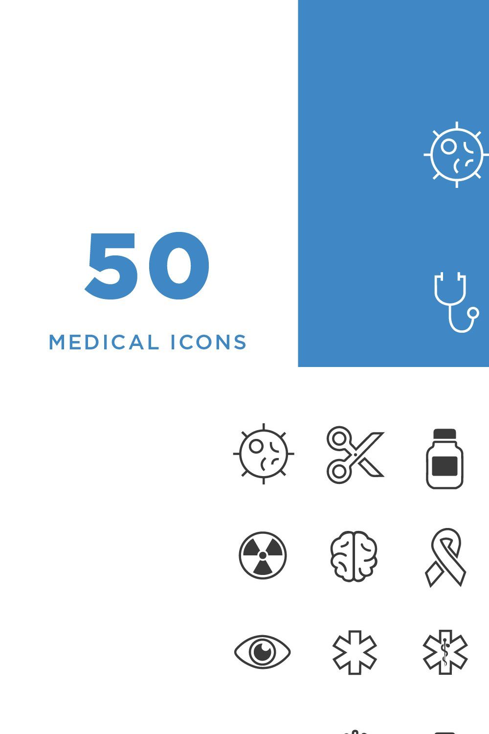 Medical Line Icons pinterest preview image.